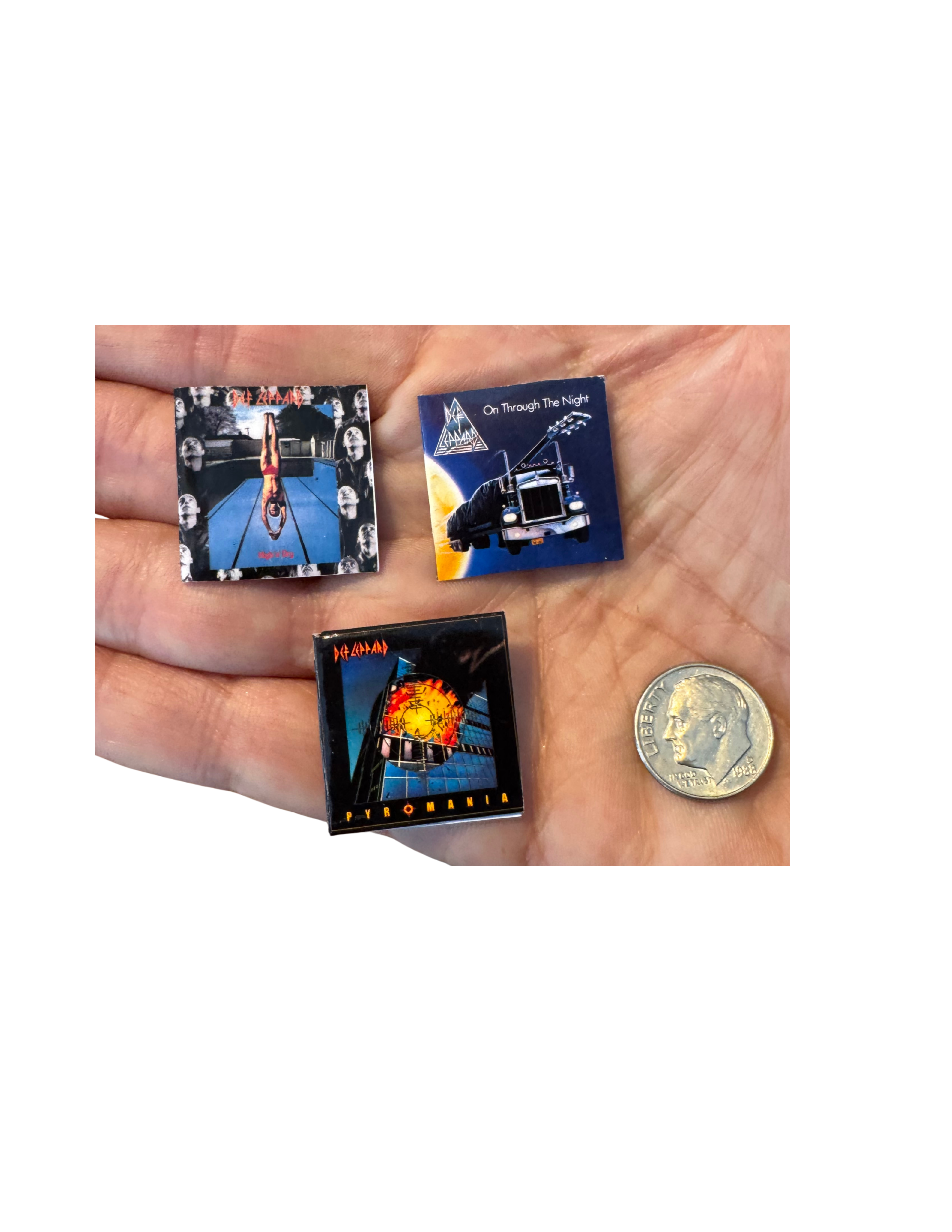 Miniature 1:12 Scale Def Leppard Vinyl Album Covers + Mini Record 1980s Def Leppard Miniature Collectible All Titles Available Rock Fan Gift