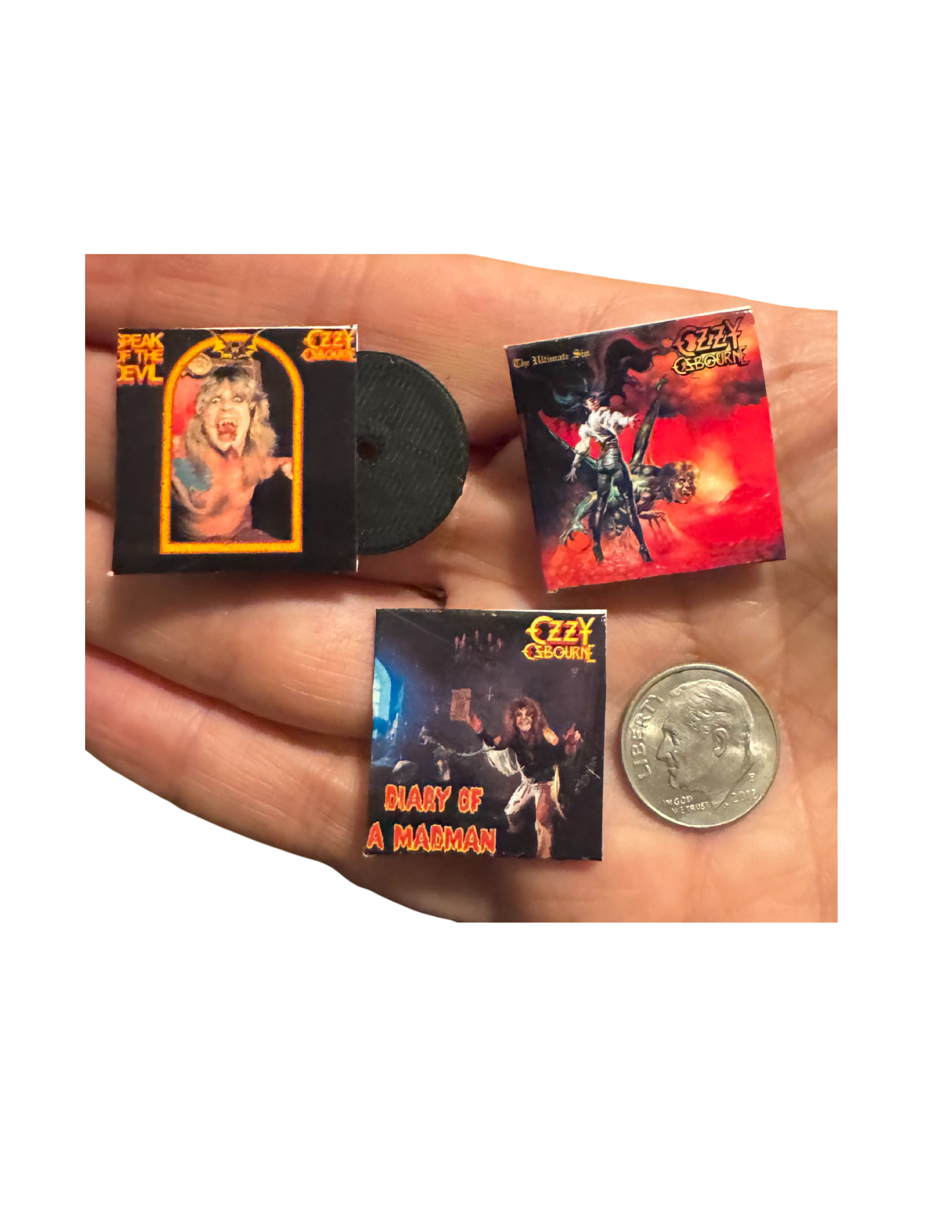 Miniature Ozzy Osbourne Vinyl Records 1:12 Scale Dollhouse Mini Ozzy Fan Gift Mini 3D Printed Record Glossy Album Cover All Titles Available