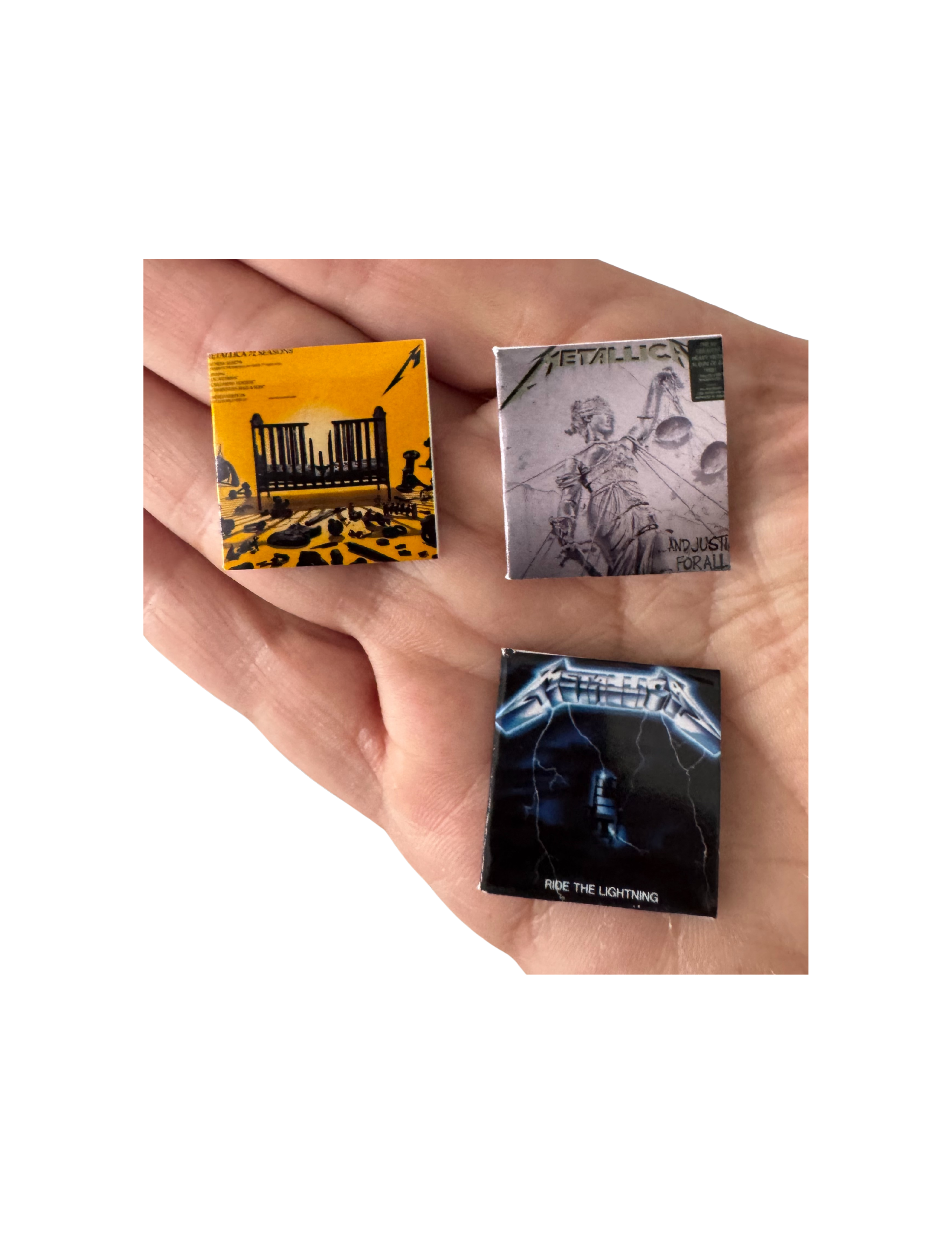 Miniature 1:12 Scale Metallica Vinyl Album Covers + Mini Vinyl