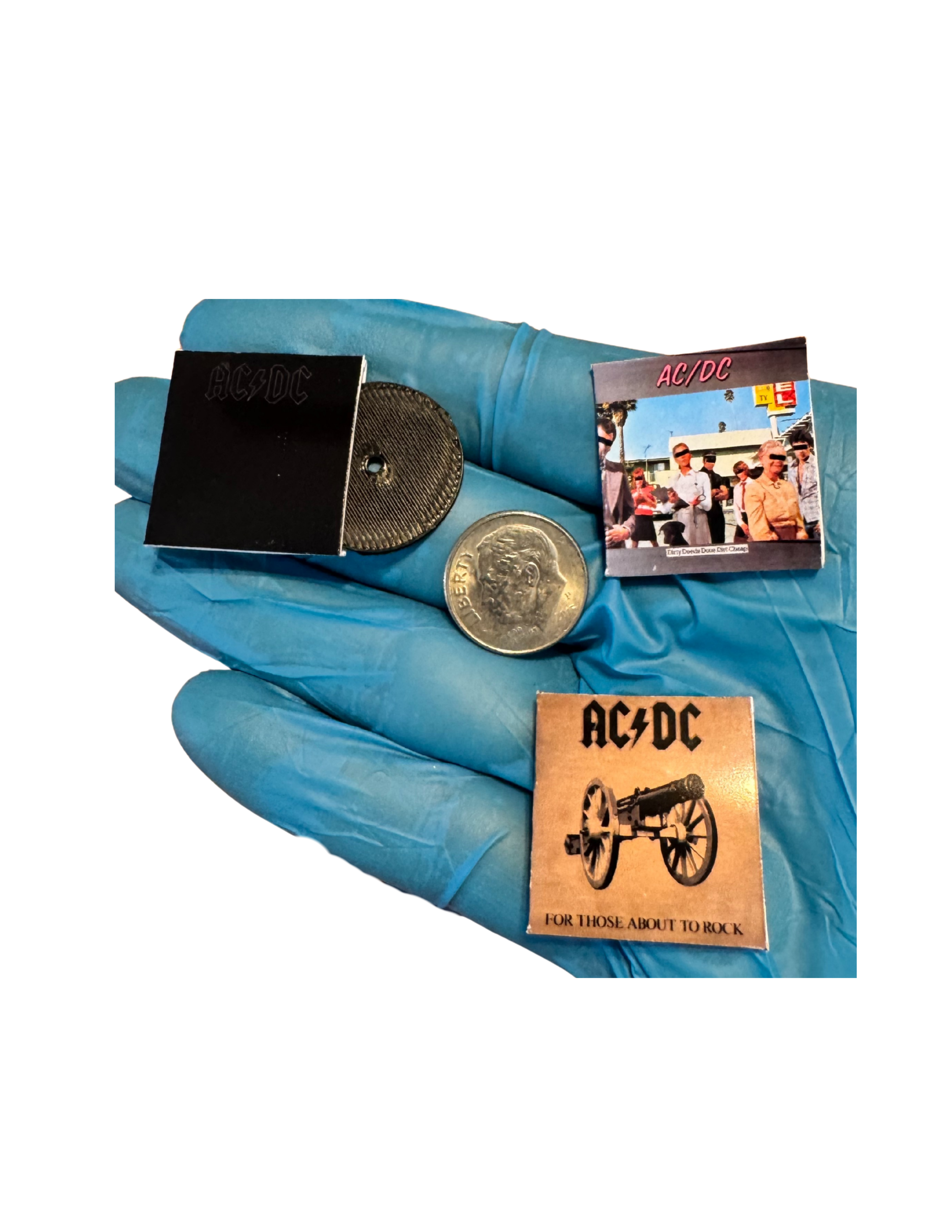 Miniature AC/DC Vinyl Records | 1:12 Scale | Includes 3D Printed Record | Dollhouse Rock Decor ac/dc Fan Unique Gift All Titles Available