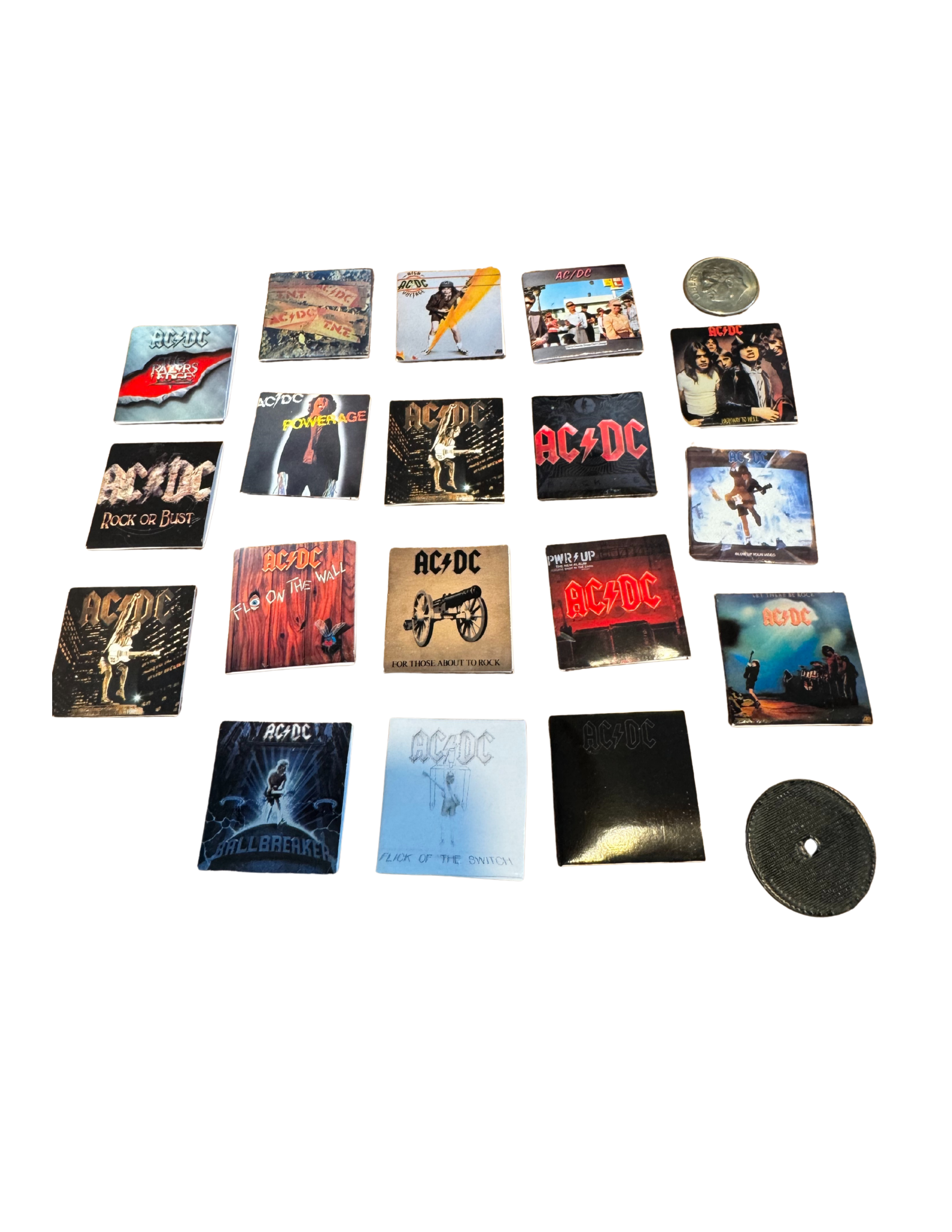 Miniature AC/DC Vinyl Records | 1:12 Scale | Includes 3D Printed Record | Dollhouse Rock Decor ac/dc Fan Unique Gift All Titles Available