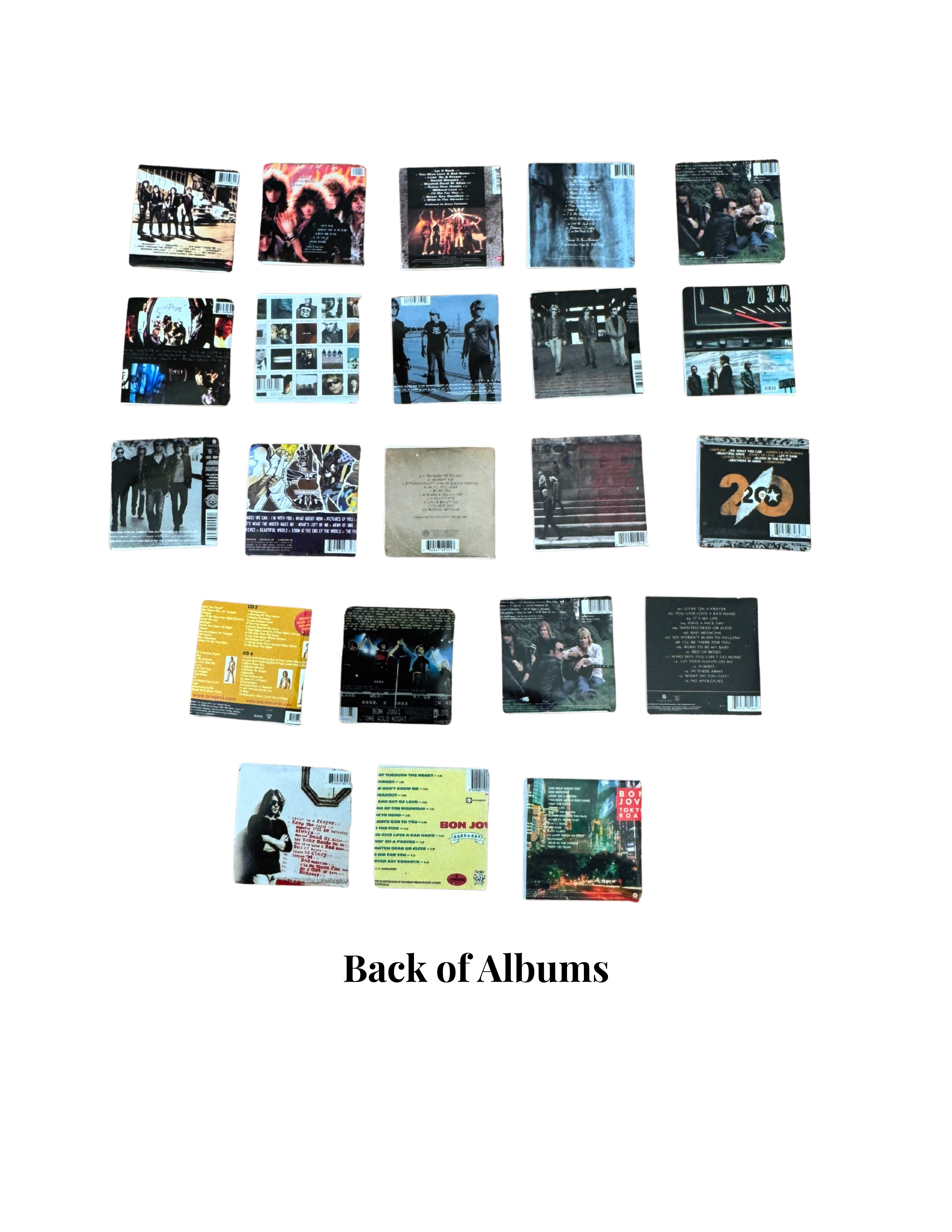 Miniature 1:12 Scale Bon Jovi Vinyl Album Covers + Mini Record All Titles Available Bon Jovi Fan Gift