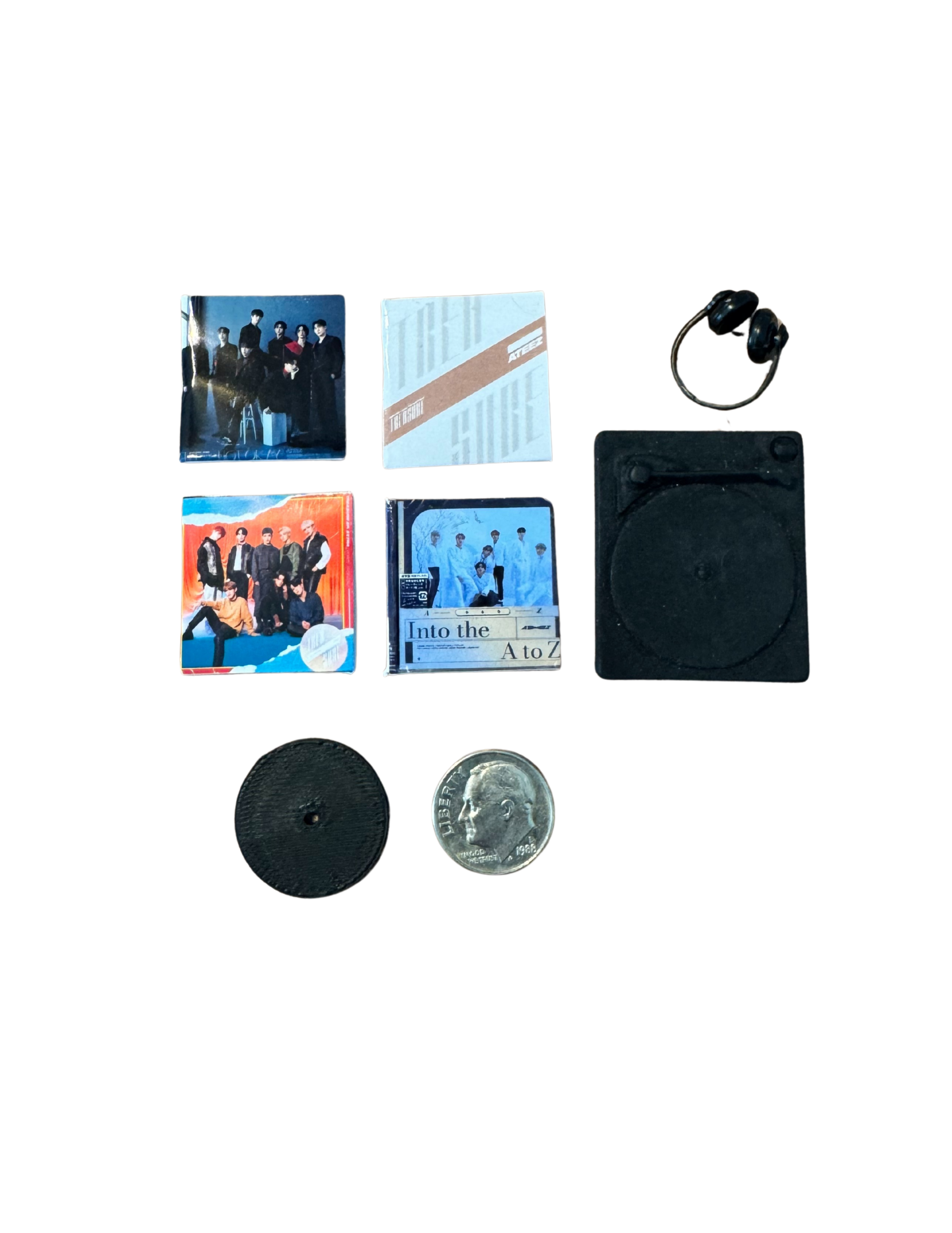 Miniature 1:12 Scale ATEEZ Vinyl Album Covers + Mini Record Boy Band Ateez Miniature Collectible