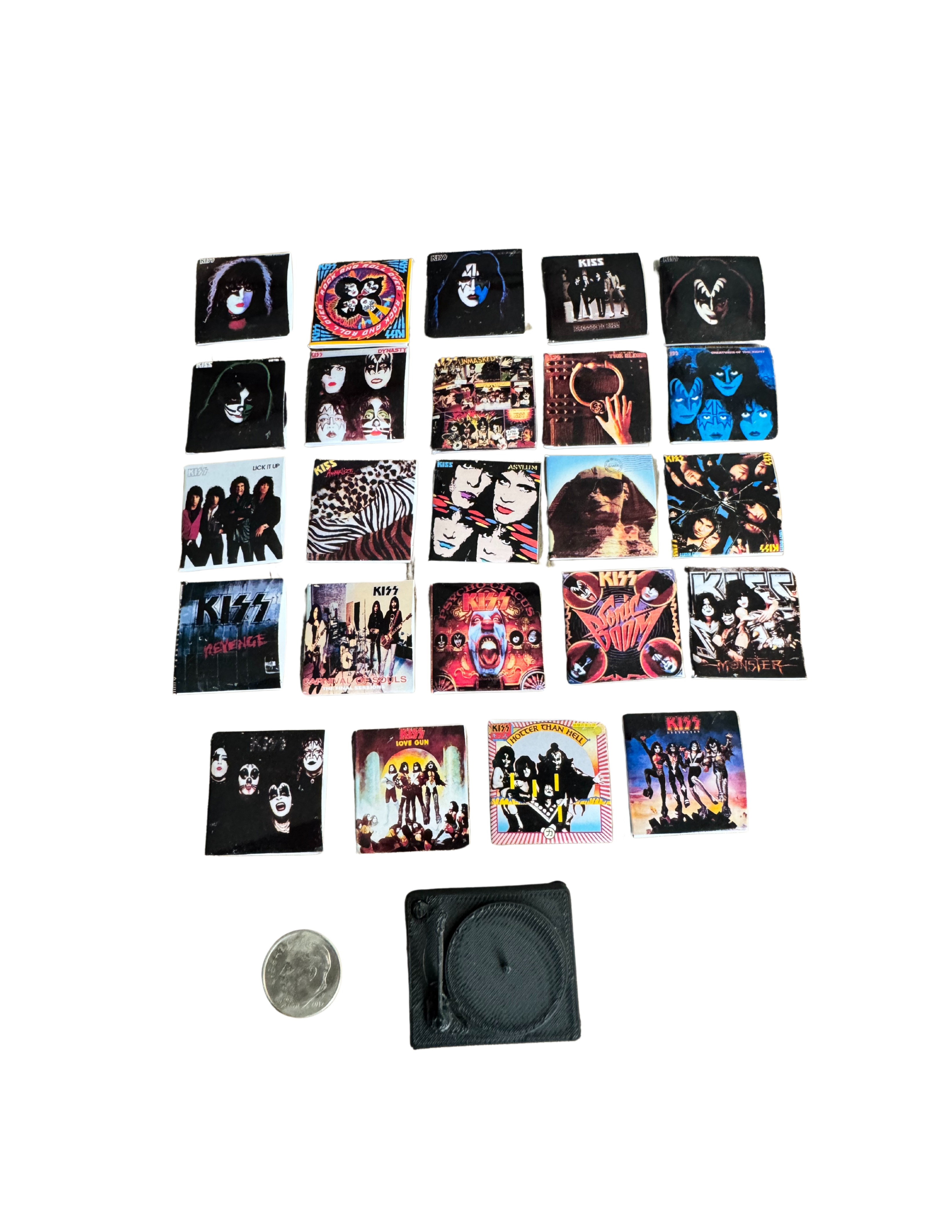 1:12 Sized Miniature Kiss Vinyl Records