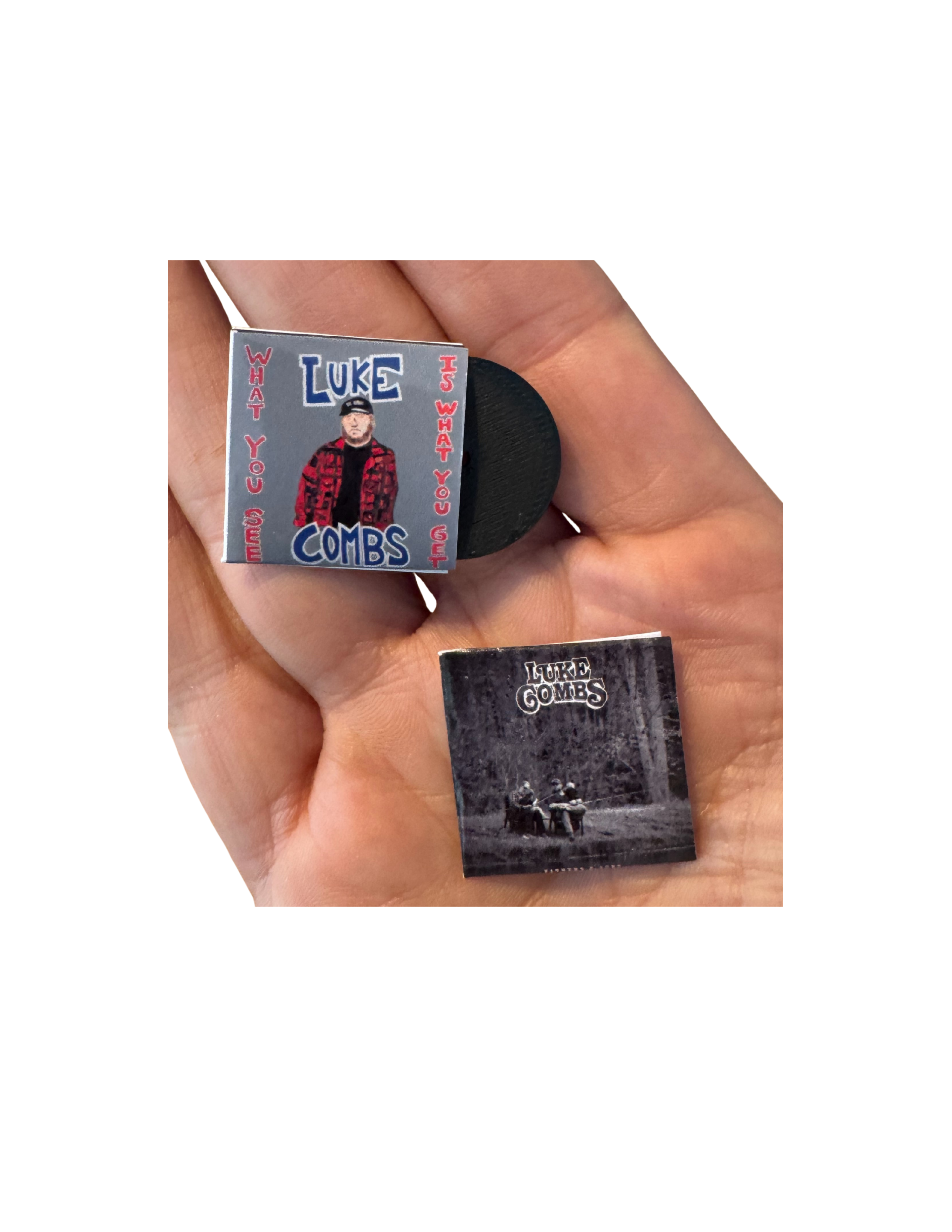 Miniature Luke Combs Vinyl Records – 1″ x 1″ with 3D Printed Mini Vinyl Record Luke Combs Country Music Fan Gift All Titles Available