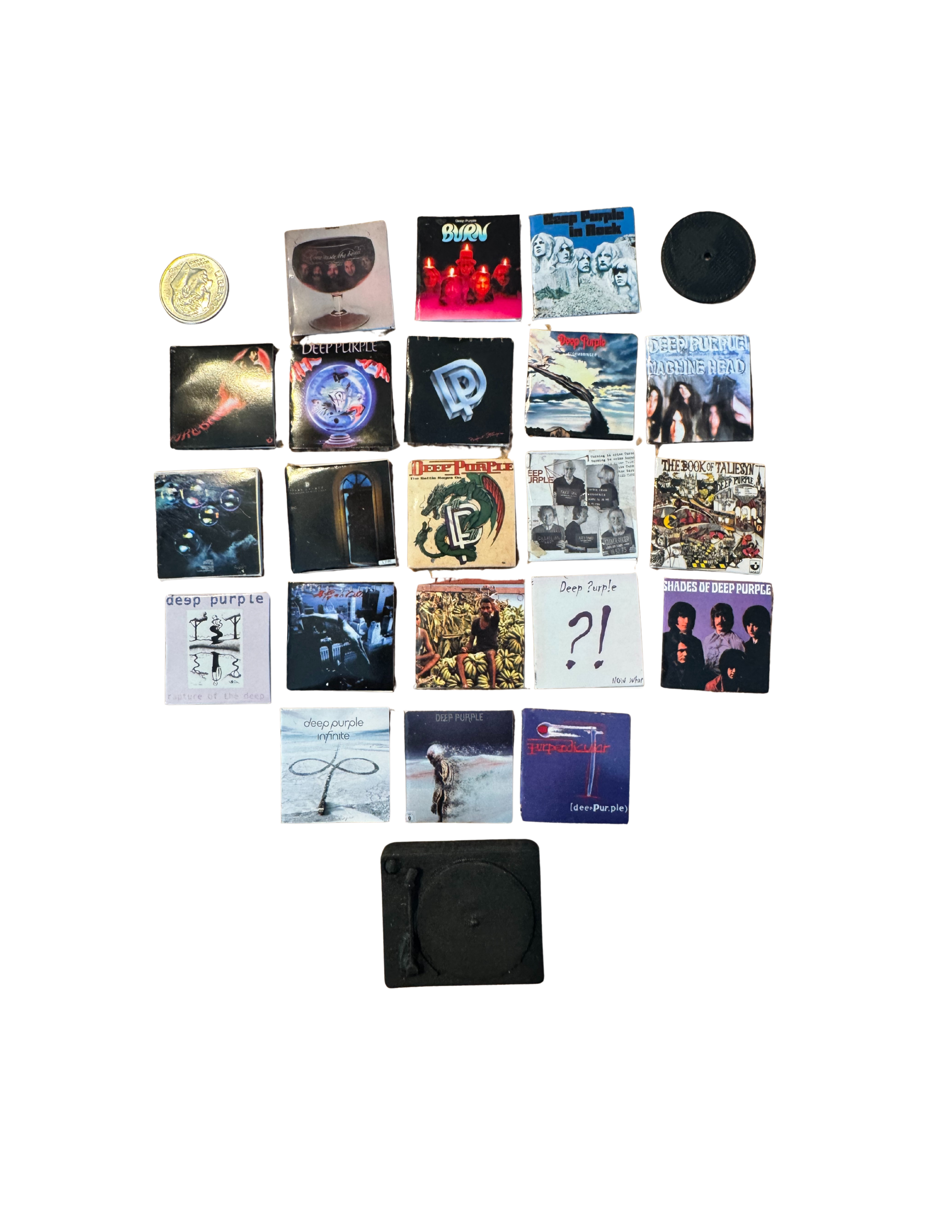Miniature 1:12 Scale Deep Purple Vinyl Album Covers + Mini Record Classic Rock Miniature Collectible All Titles Available