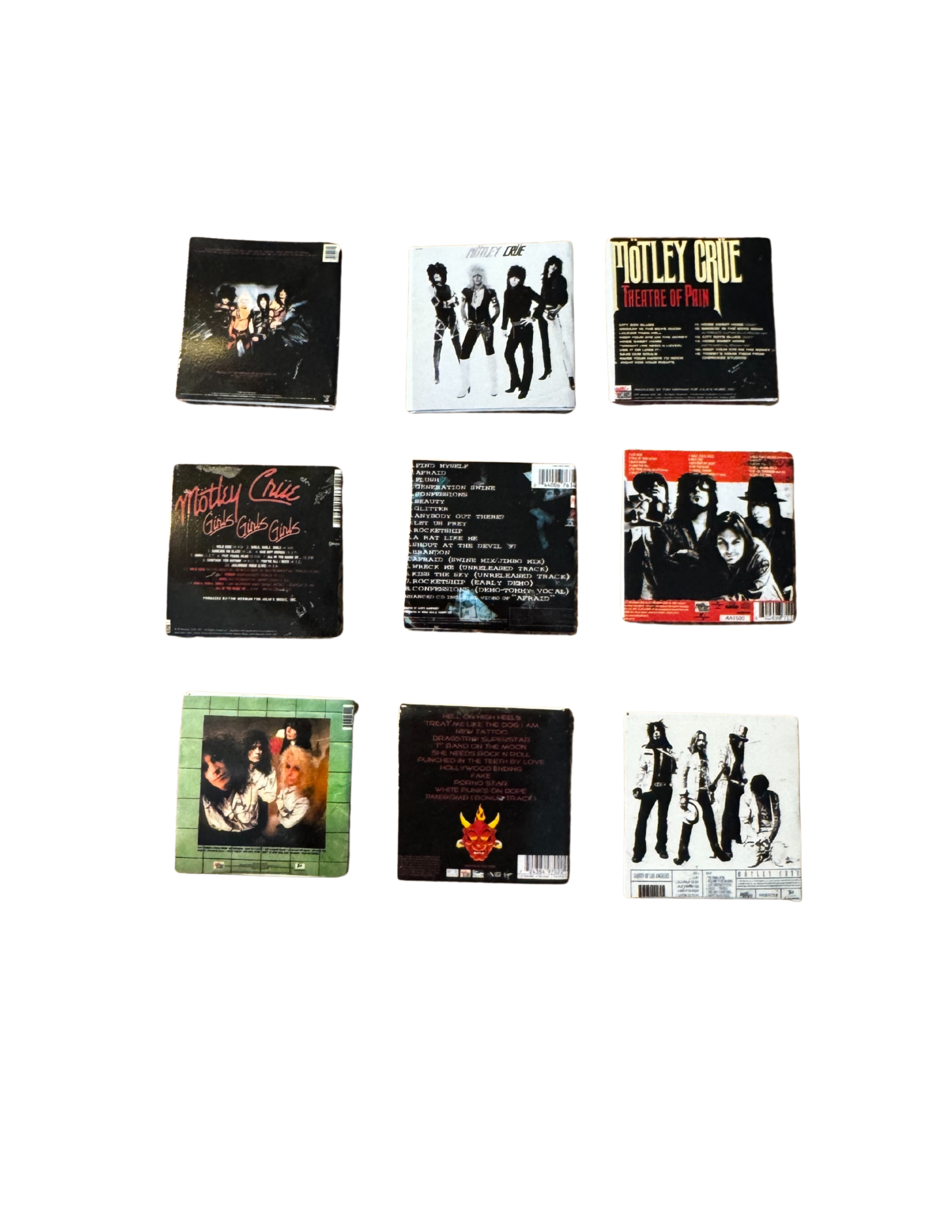 Miniature 1:12 Scale Mötley Crüe Vinyl Album Covers + Mini Record