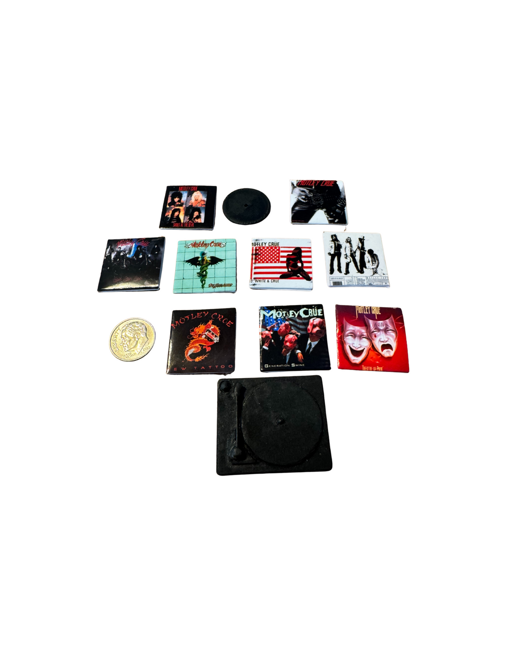 Miniature 1:12 Scale Mötley Crüe Vinyl Album Covers + Mini Record