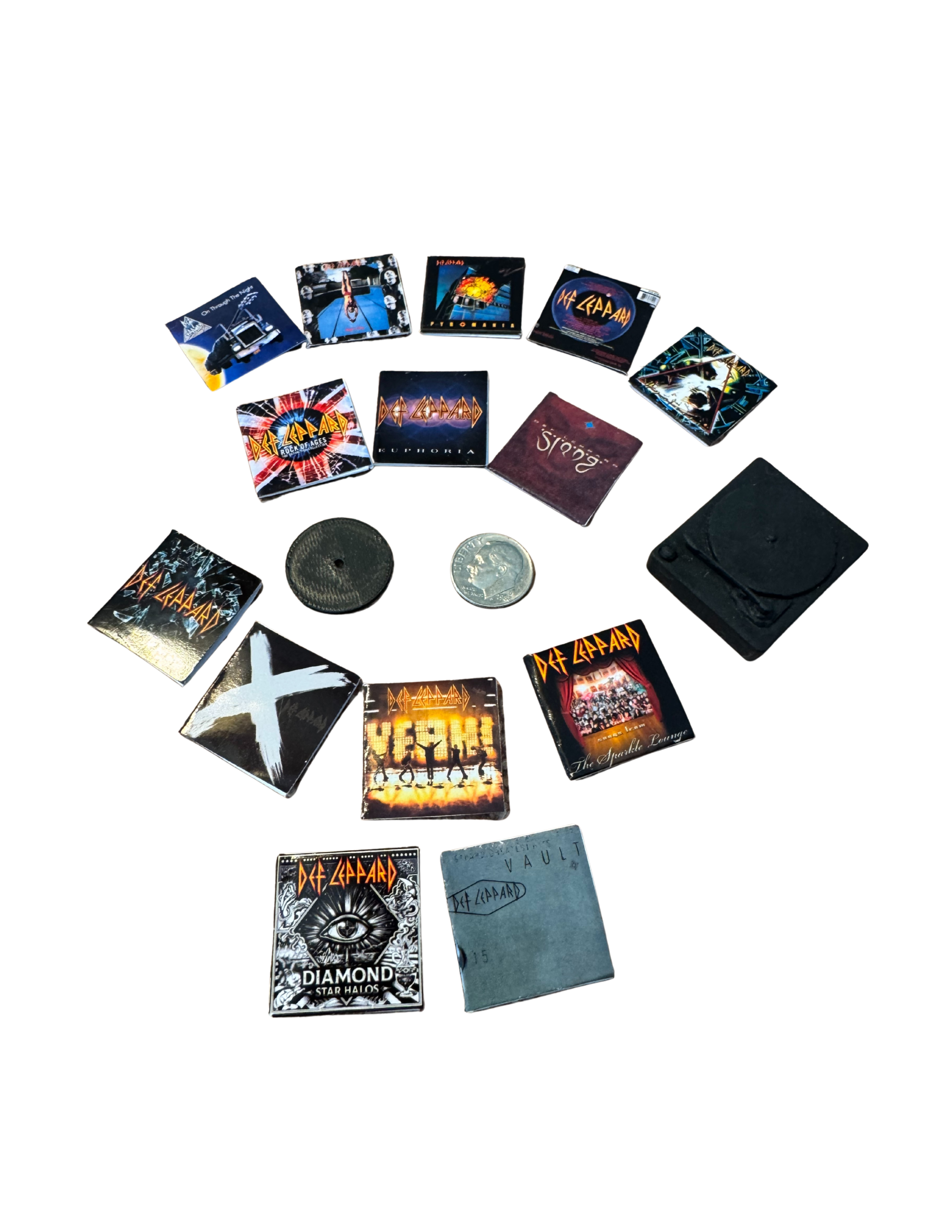 Miniature 1:12 Scale Def Leppard Vinyl Album Covers + Mini Record 1980s Def Leppard Miniature Collectible All Titles Available Rock Fan Gift