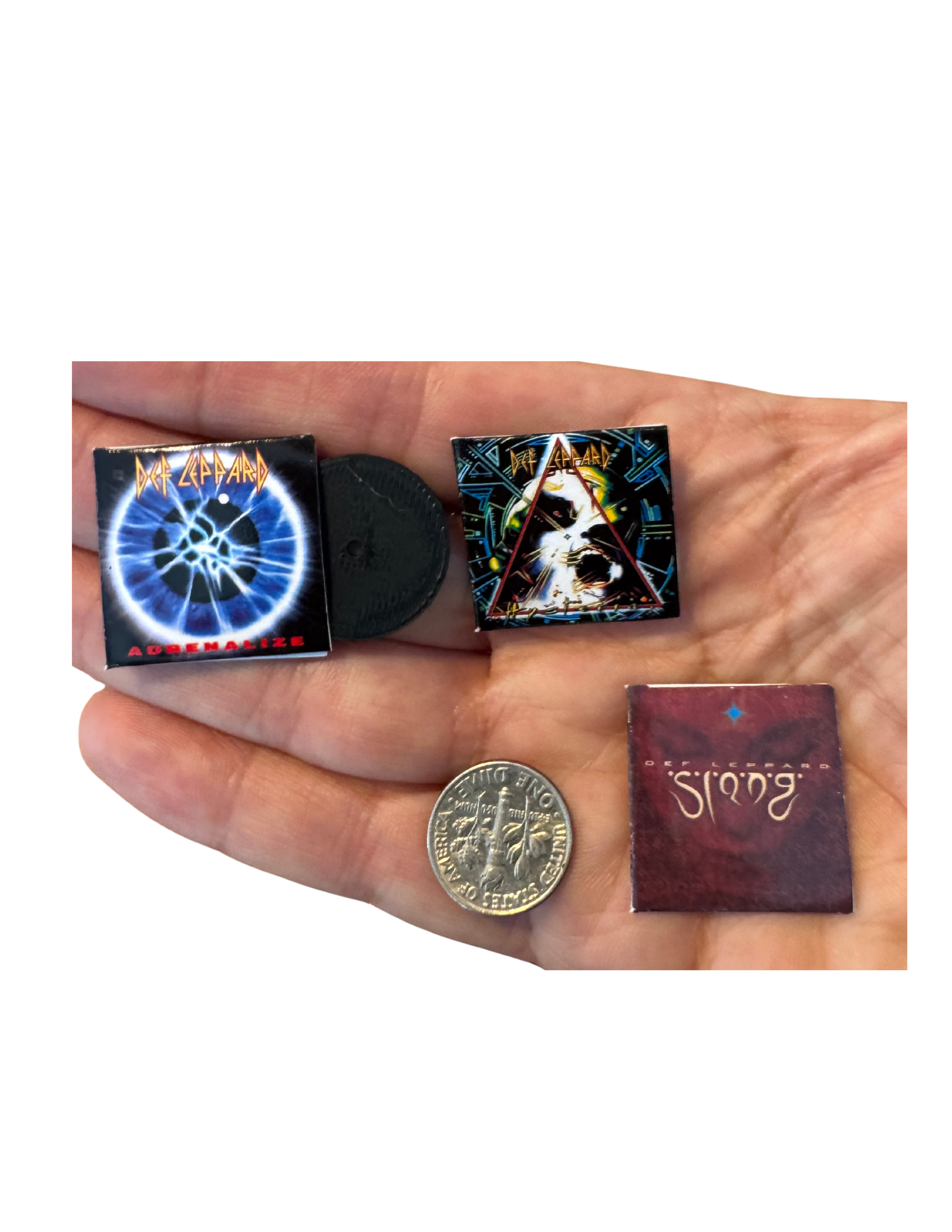 Miniature 1:12 Scale Def Leppard Vinyl Album Covers + Mini Record 1980s Def Leppard Miniature Collectible All Titles Available Rock Fan Gift