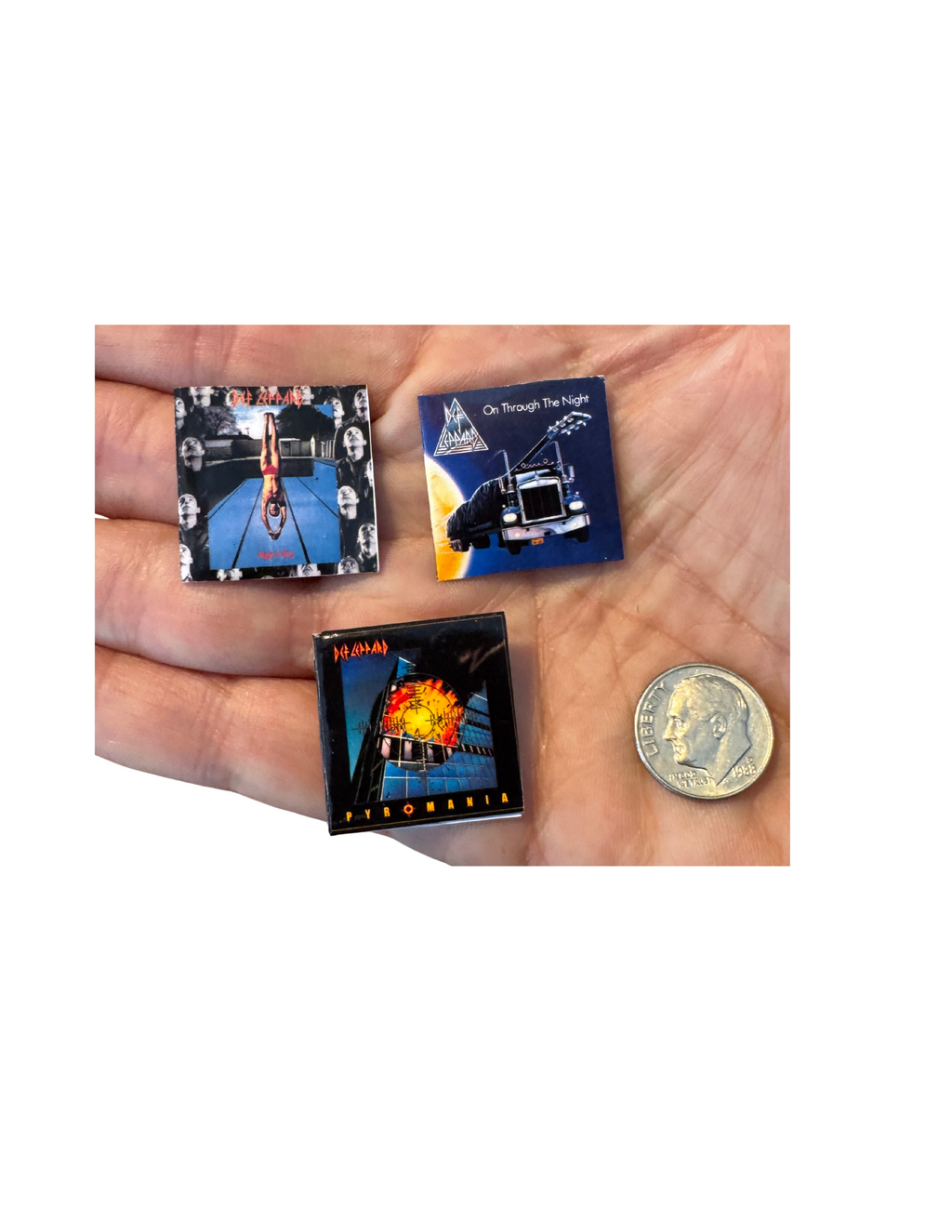 Miniature 1:12 Scale Def Leppard Vinyl Album Covers + Mini Record 1980s Def Leppard Miniature Collectible All Titles Available Rock Fan Gift