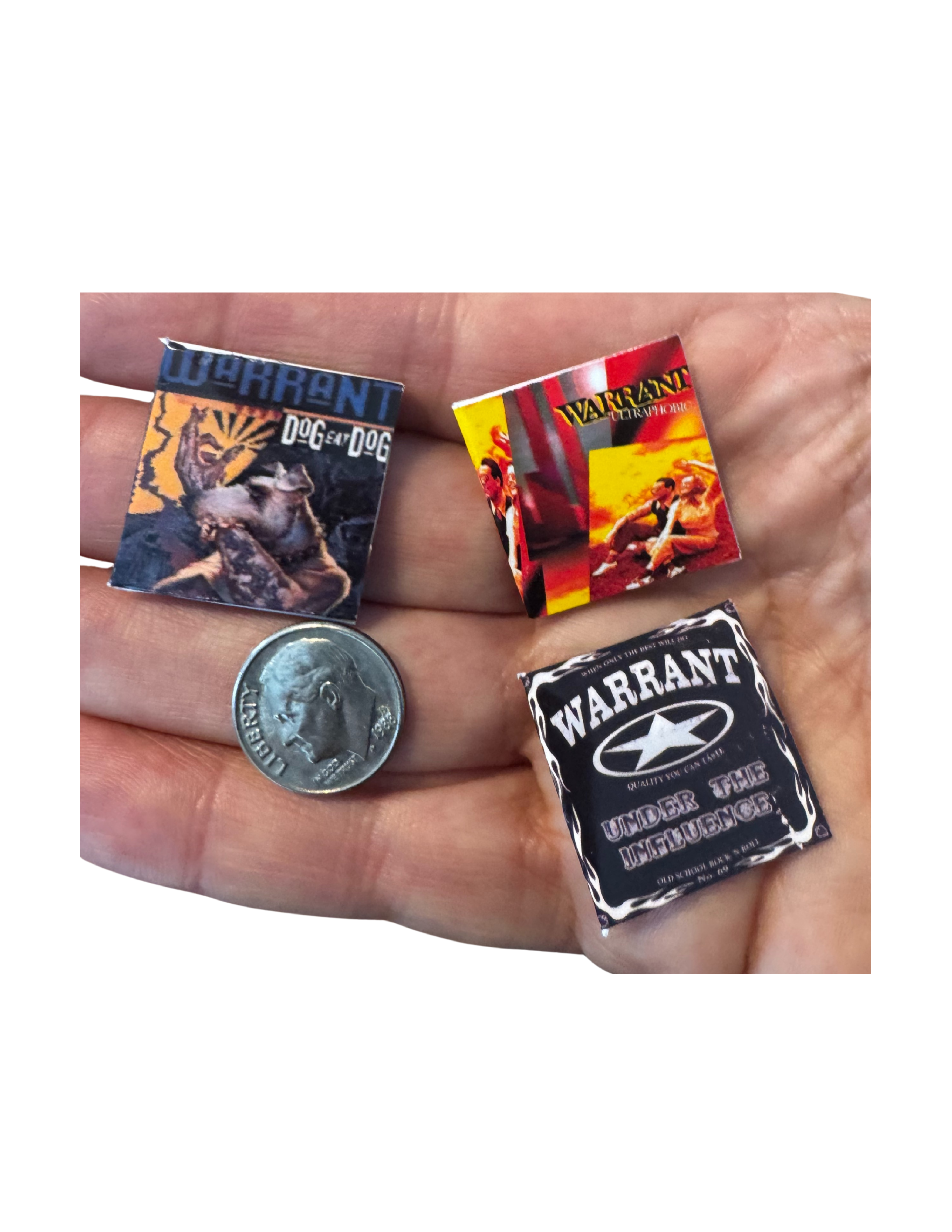 Miniature 1:12 Scale Warrant Vinyl Album Covers + Mini Record 1980s Glam Band Warrant Miniature Collectible Records All Titles Available