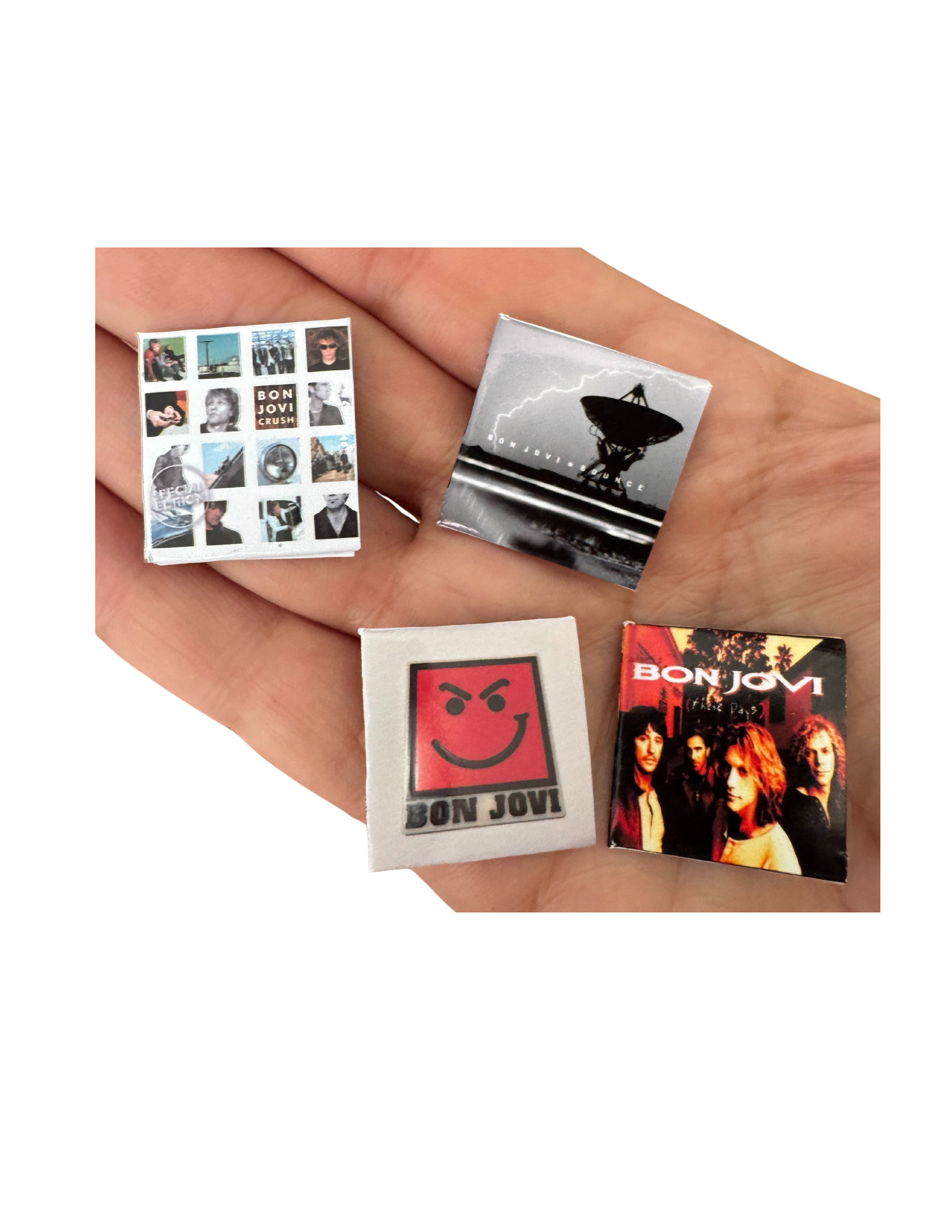 Miniature 1:12 Scale Bon Jovi Vinyl Album Covers + Mini Record All Titles Available Bon Jovi Fan Gift