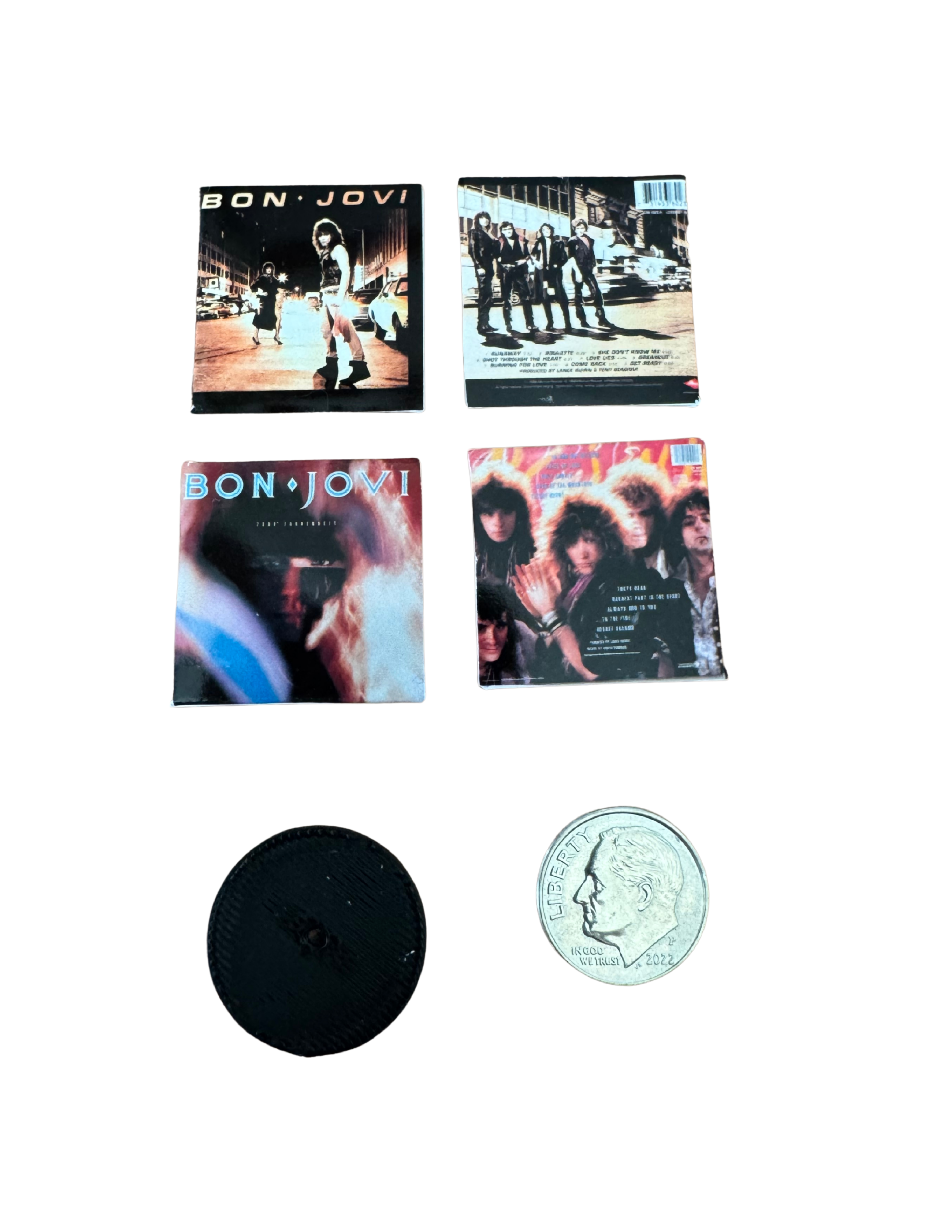 Miniature 1:12 Scale Bon Jovi Vinyl Album Covers + Mini Record All Titles Available Bon Jovi Fan Gift