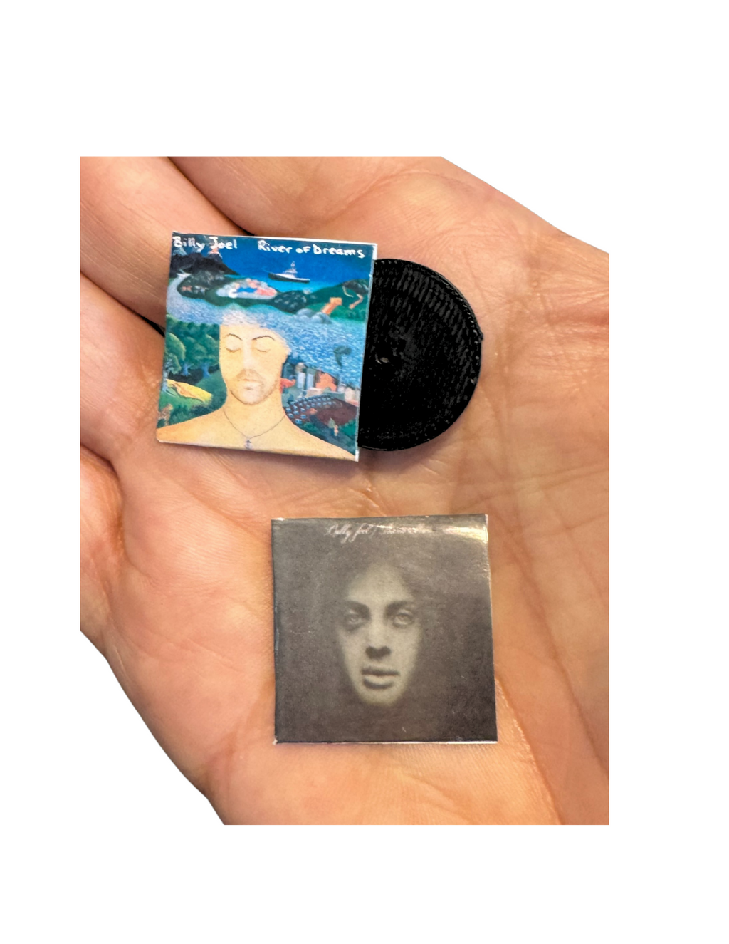 Miniature Billy Joel Vinyl Records 1:12 Scale Handmade Mini Albums with 3D Printed Record Dollhouse Music Collectible Billy Joel Fan Gift