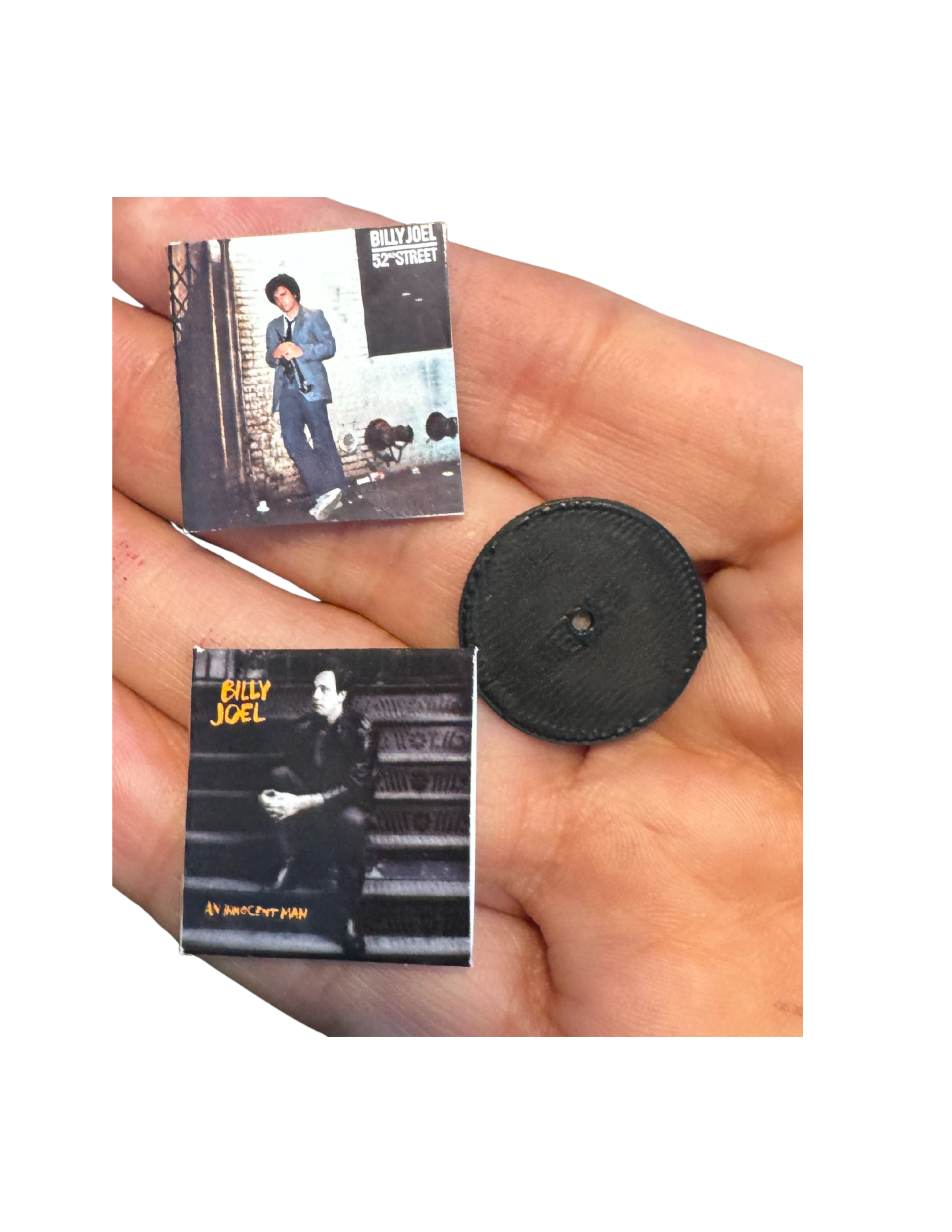 Miniature Billy Joel Vinyl Records 1:12 Scale Handmade Mini Albums with 3D Printed Record Dollhouse Music Collectible Billy Joel Fan Gift
