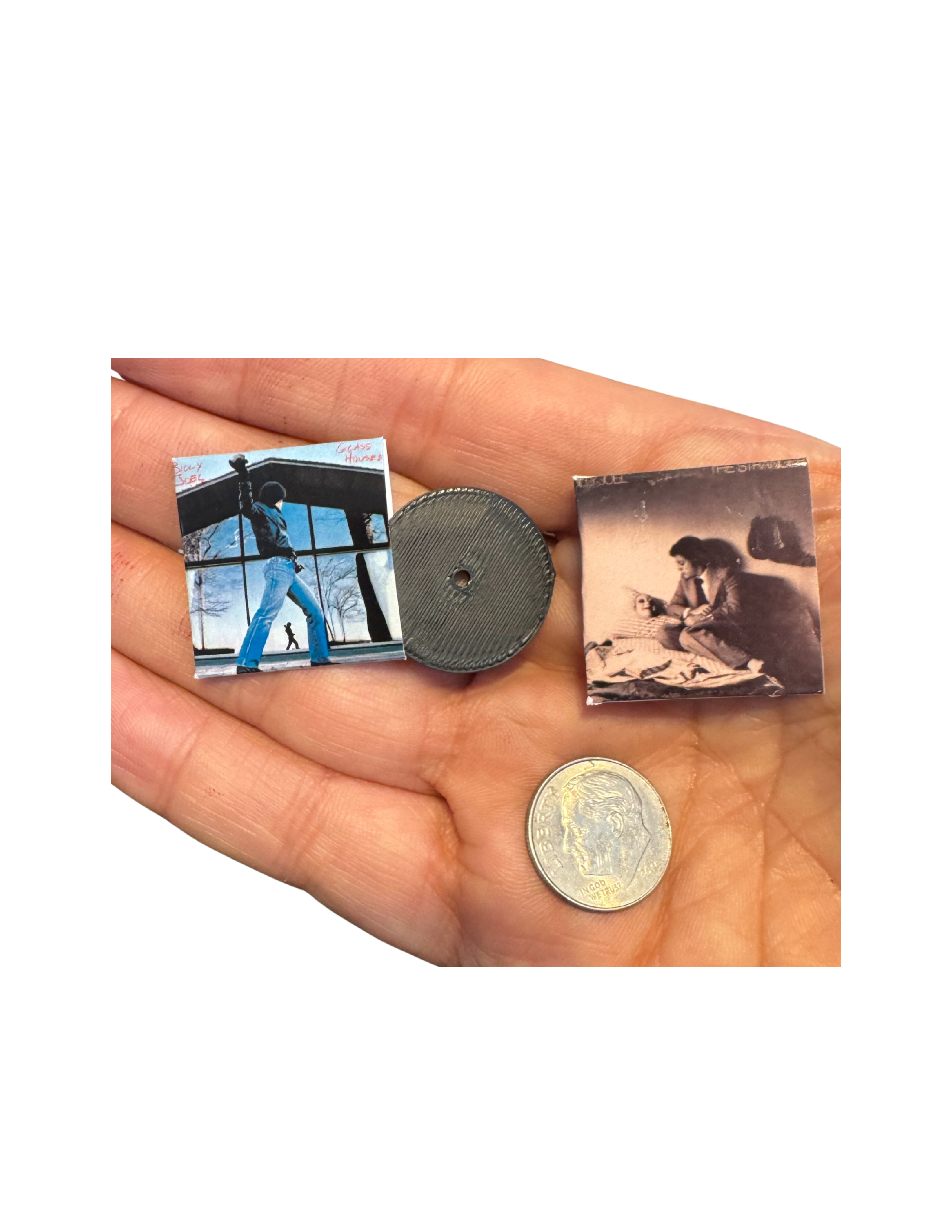 Miniature Billy Joel Vinyl Records 1:12 Scale Handmade Mini Albums with 3D Printed Record Dollhouse Music Collectible Billy Joel Fan Gift