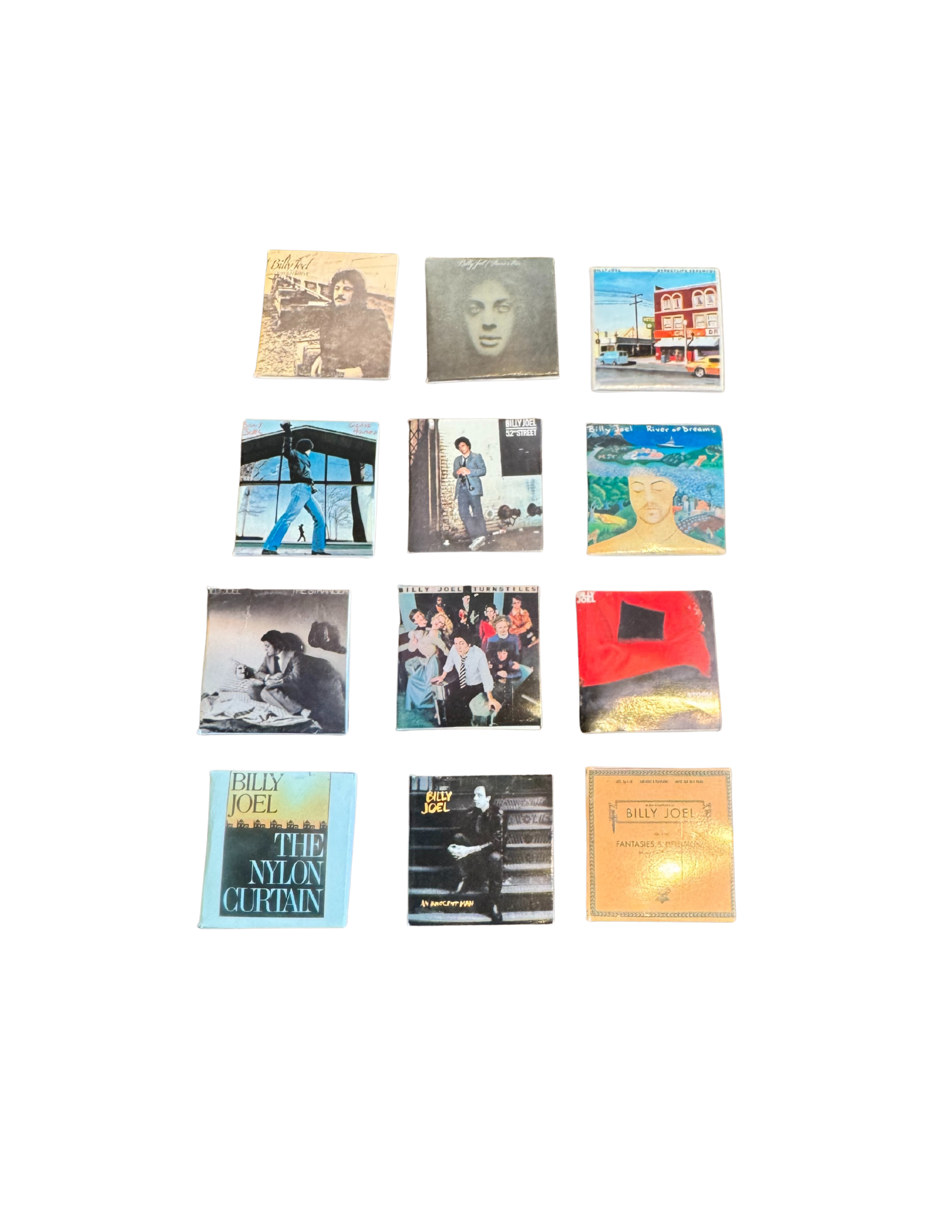 Miniature Billy Joel Vinyl Records 1:12 Scale Handmade Mini Albums with 3D Printed Record Dollhouse Music Collectible Billy Joel Fan Gift