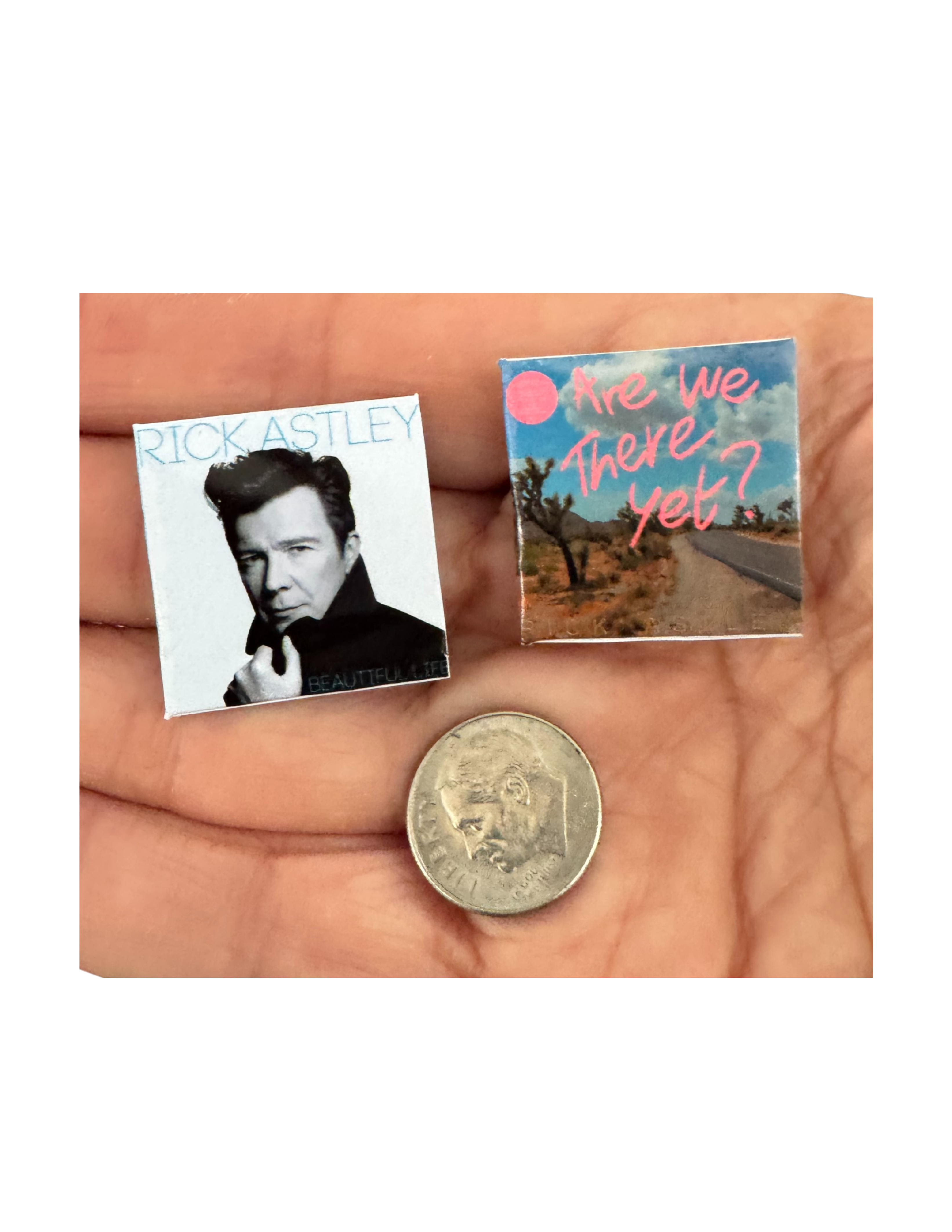 Miniature Rick Astley Vinyl Records – 1:12 Scale Dollhouse Music Decor Unique Mini Gift 80's Pop Rick Astley Mini Vinyl Records All Titles
