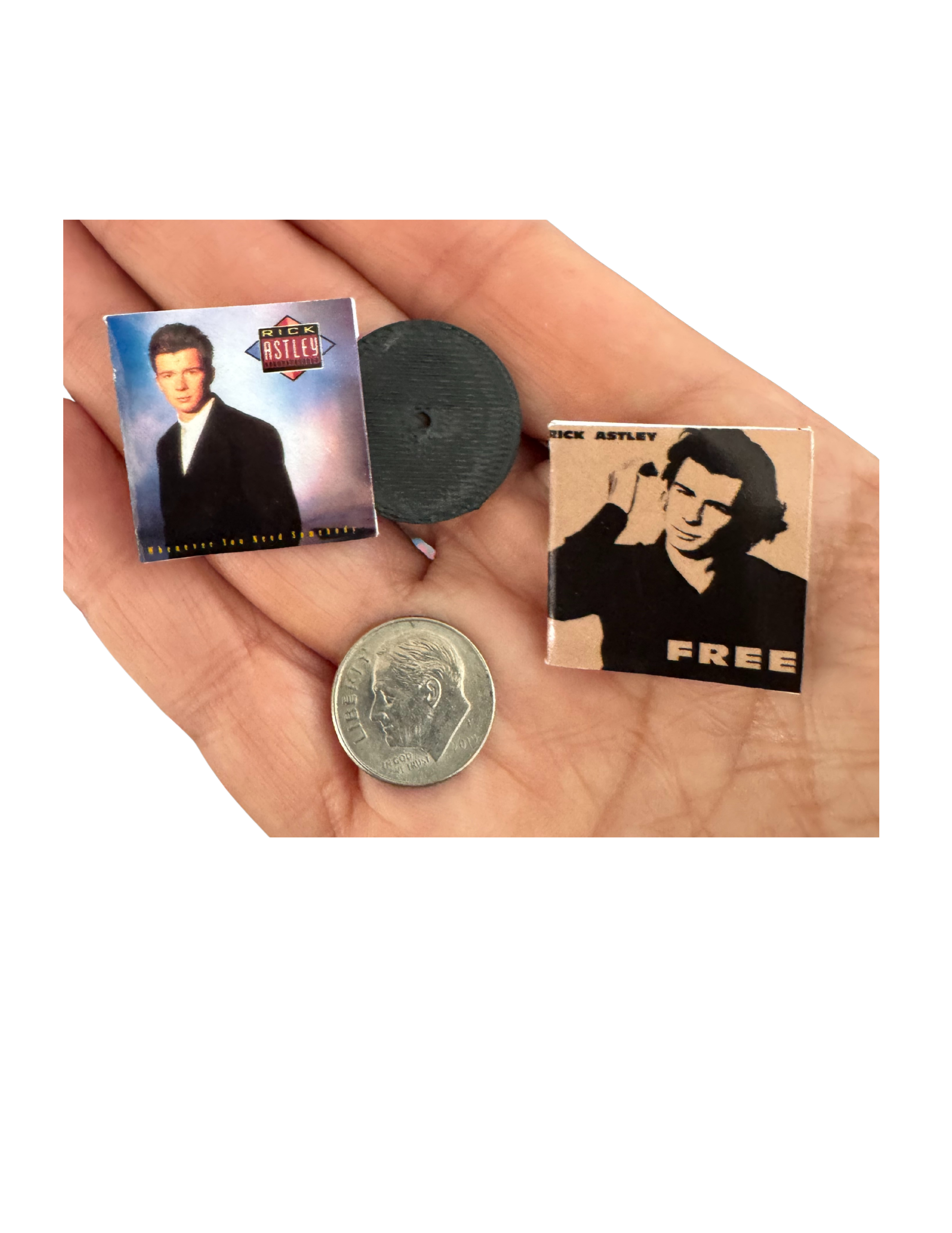Miniature Rick Astley Vinyl Records – 1:12 Scale Dollhouse Music Decor Unique Mini Gift 80's Pop Rick Astley Mini Vinyl Records All Titles