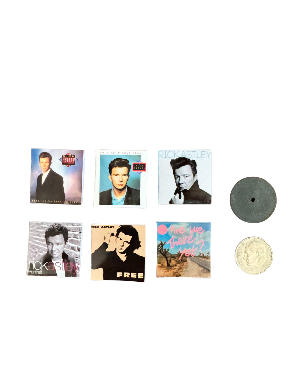 Miniature Rick Astley Vinyl Records – 1:12 Scale Dollhouse Music Decor Unique Mini Gift 80's Pop Rick Astley Mini Vinyl Records All Titles