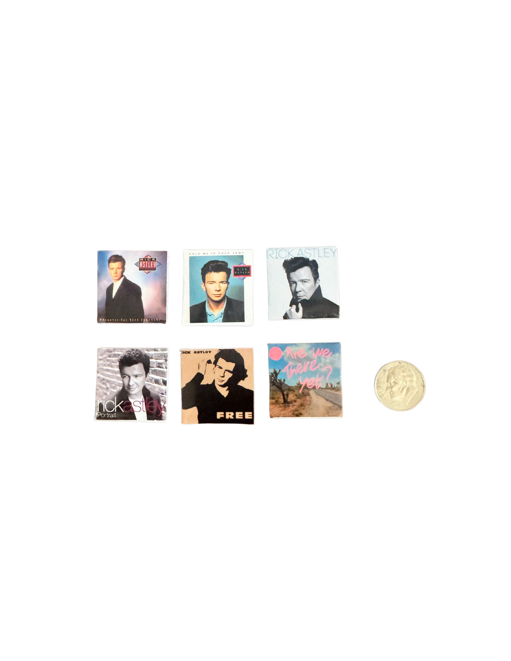 Miniature Rick Astley Vinyl Records – 1:12 Scale Dollhouse Music Decor Unique Mini Gift 80's Pop Rick Astley Mini Vinyl Records All Titles