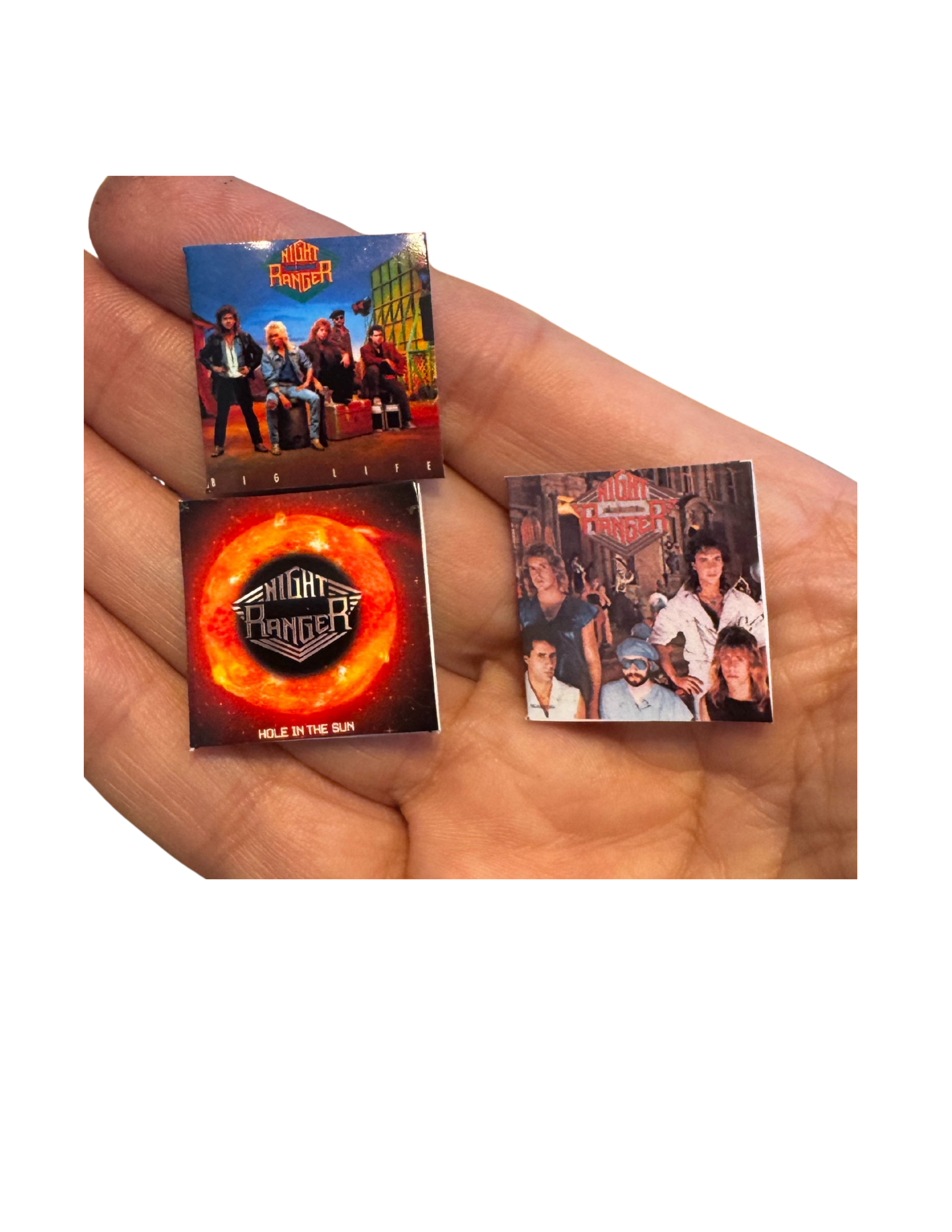 Miniature Night Ranger Vinyl Records 1:12 Scale Dollhouse Music Decor Tiny Collectible Albums Night Ranger 80s Band Collectible All Titles