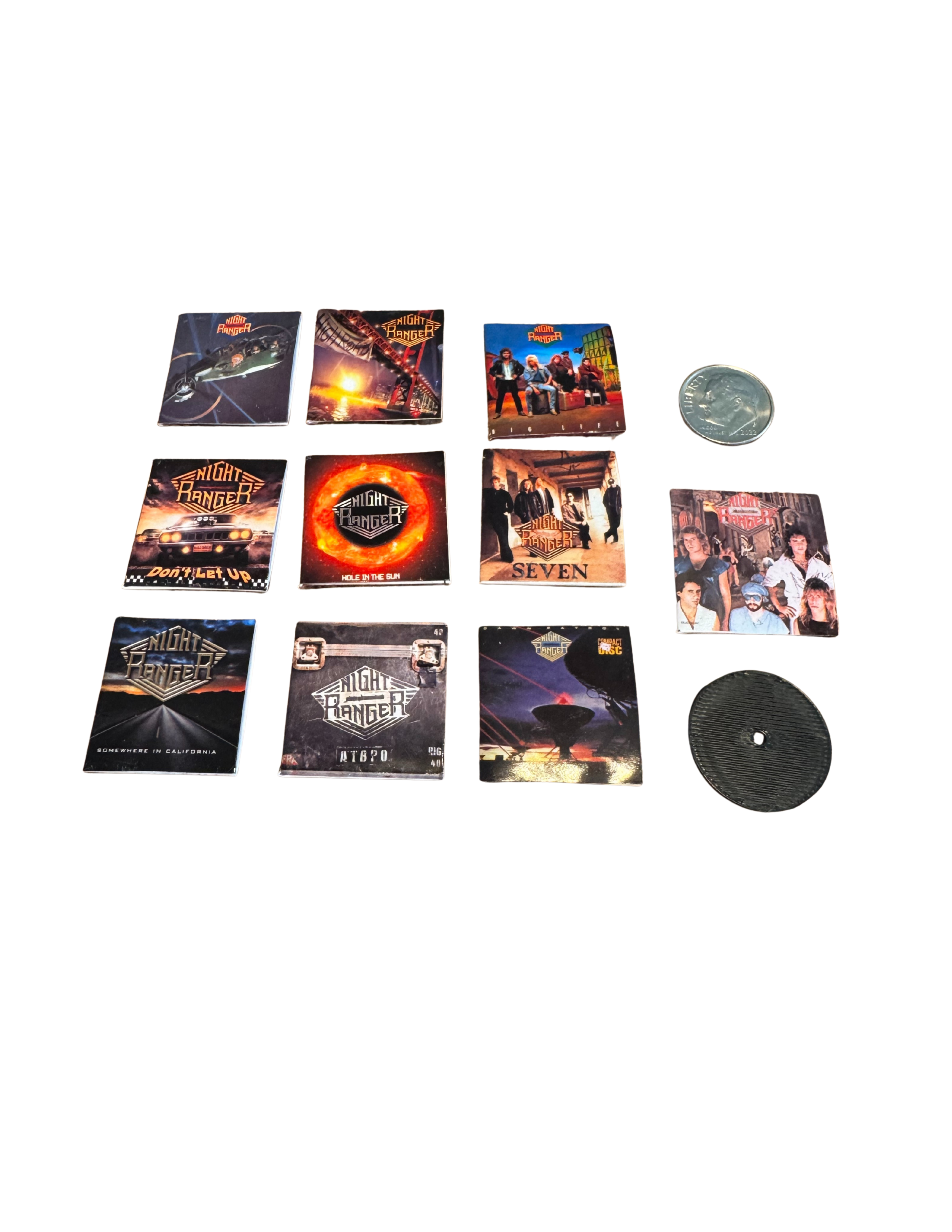 Miniature Night Ranger Vinyl Records 1:12 Scale Dollhouse Music Decor Tiny Collectible Albums Night Ranger 80s Band Collectible All Titles