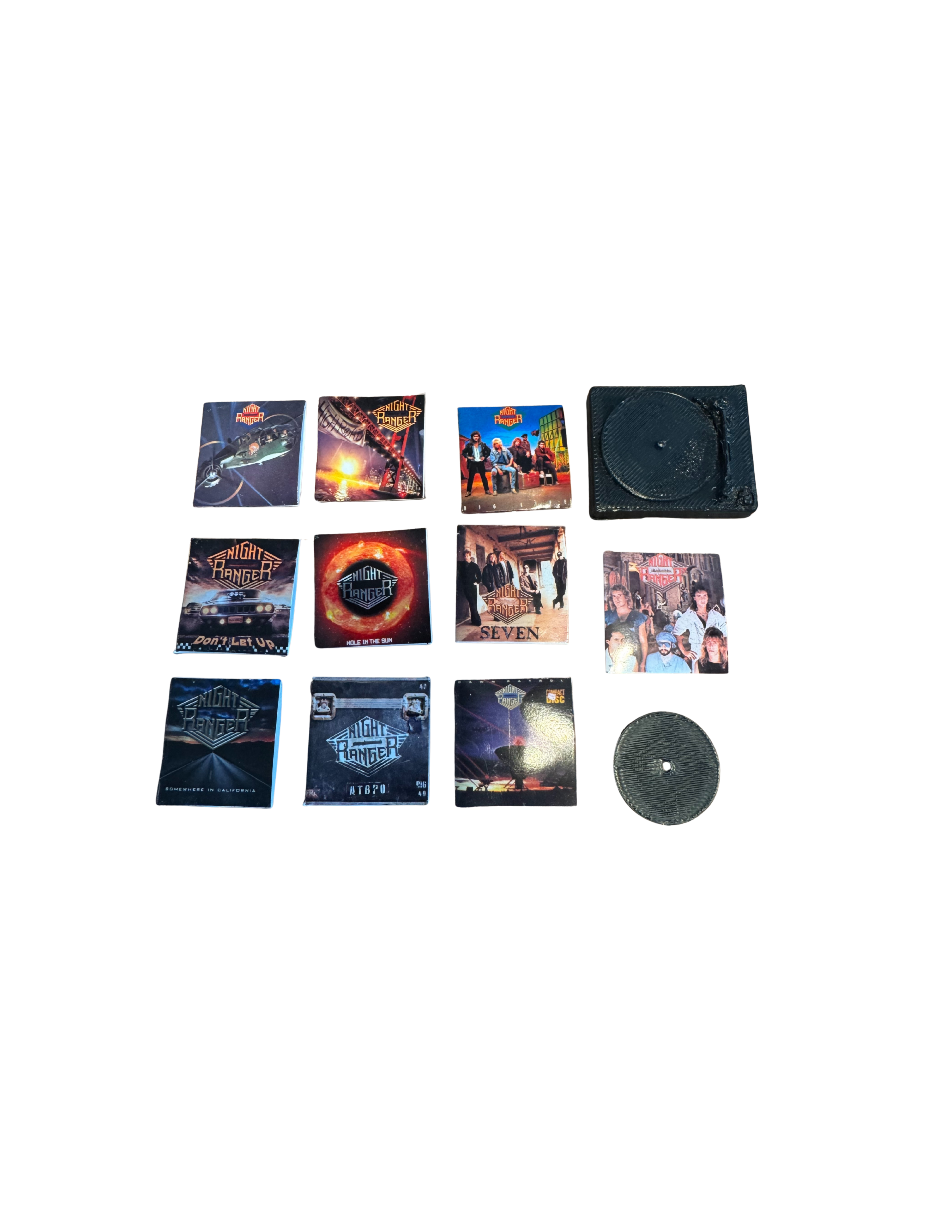 Miniature Night Ranger Vinyl Records 1:12 Scale Dollhouse Music Decor Tiny Collectible Albums Night Ranger 80s Band Collectible All Titles