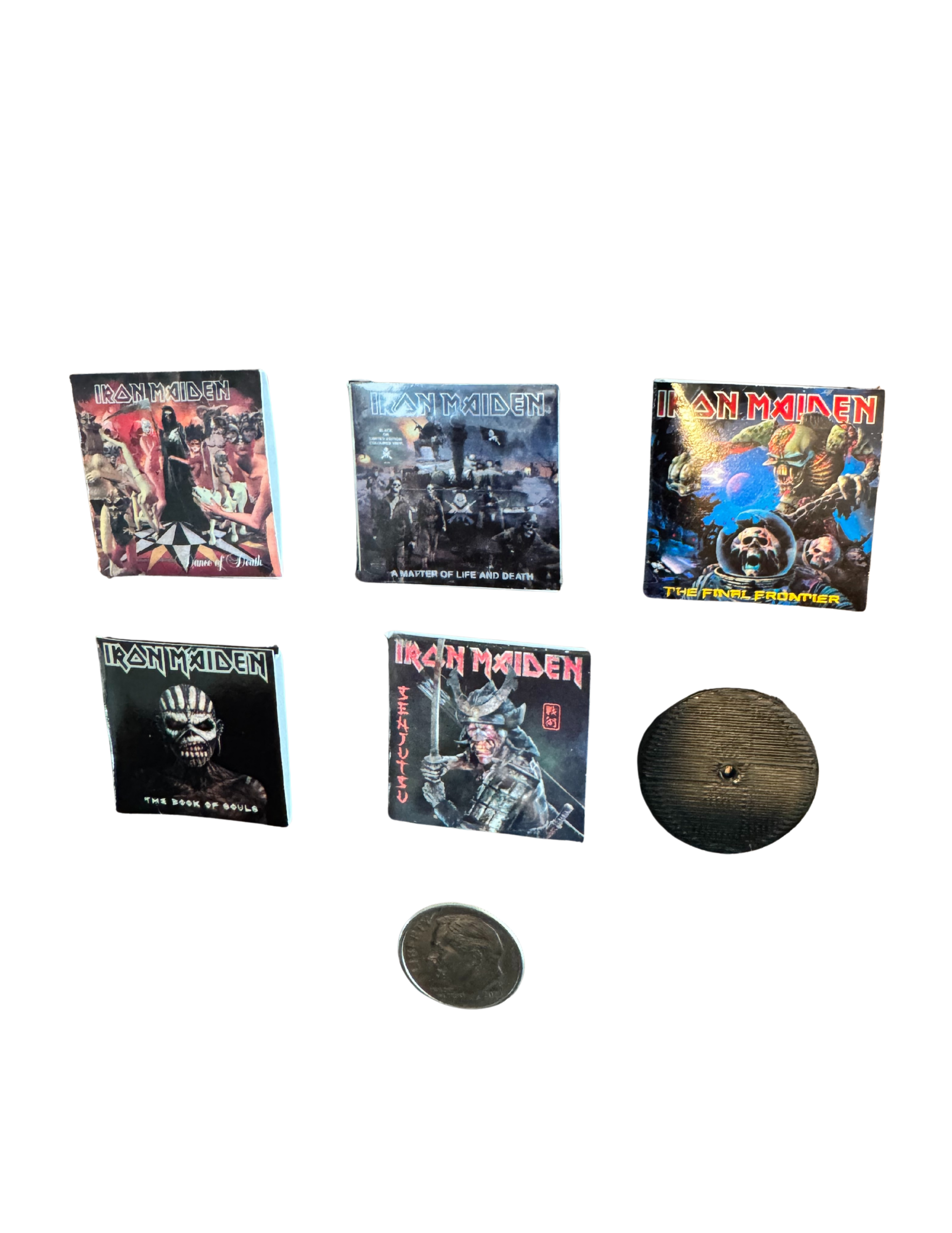 Miniature 1:12 Scale Iron Maiden Vinyl Album Covers + Mini Record Heavy Metal Miniature Iron Maiden Collectible Up The Irons Fan Gift