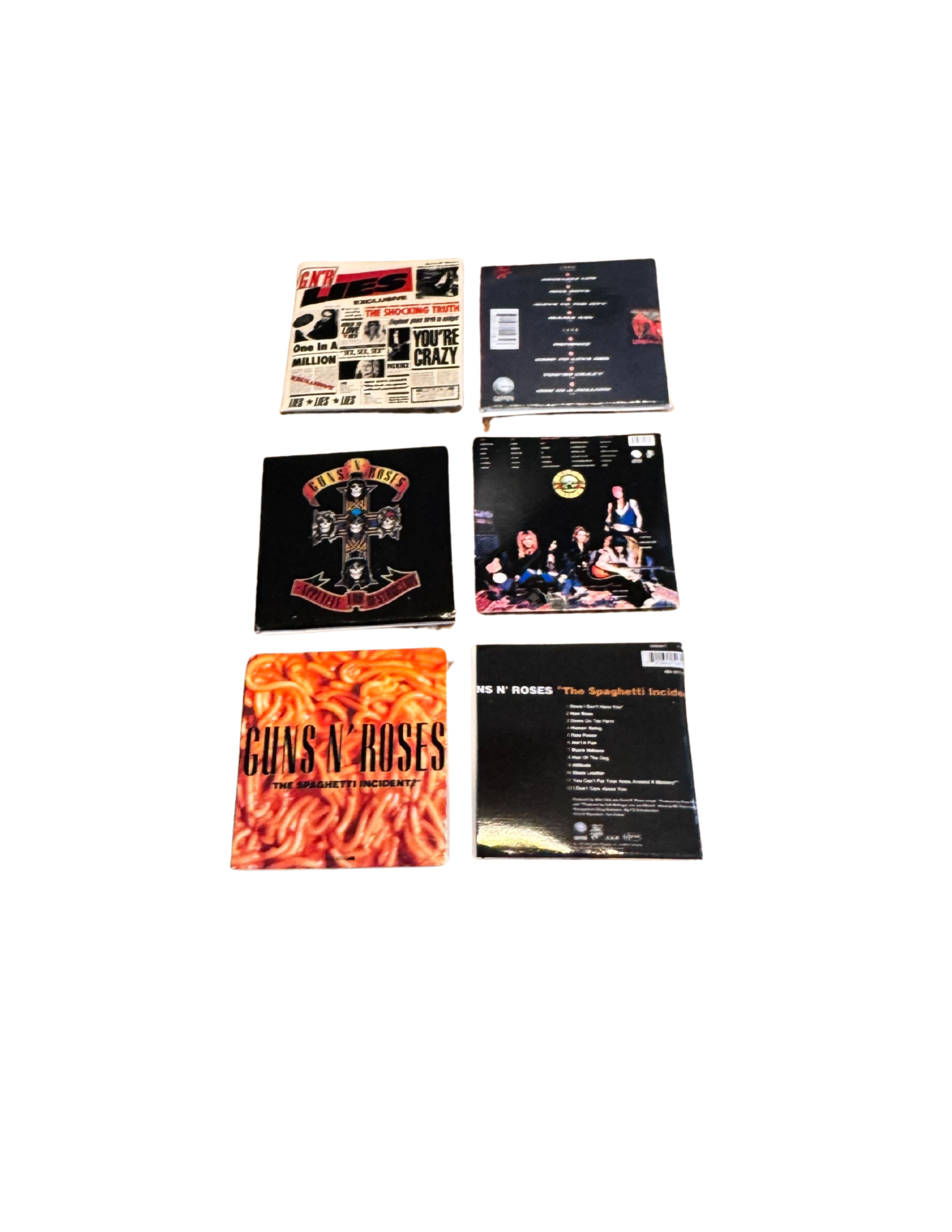 Miniature Guns N’ Roses Vinyl Records | 1:12 Scale Dollhouse Music Collectible Guns N Roses 1980s Rock Fan Gift All Titles Slash Axl Rose