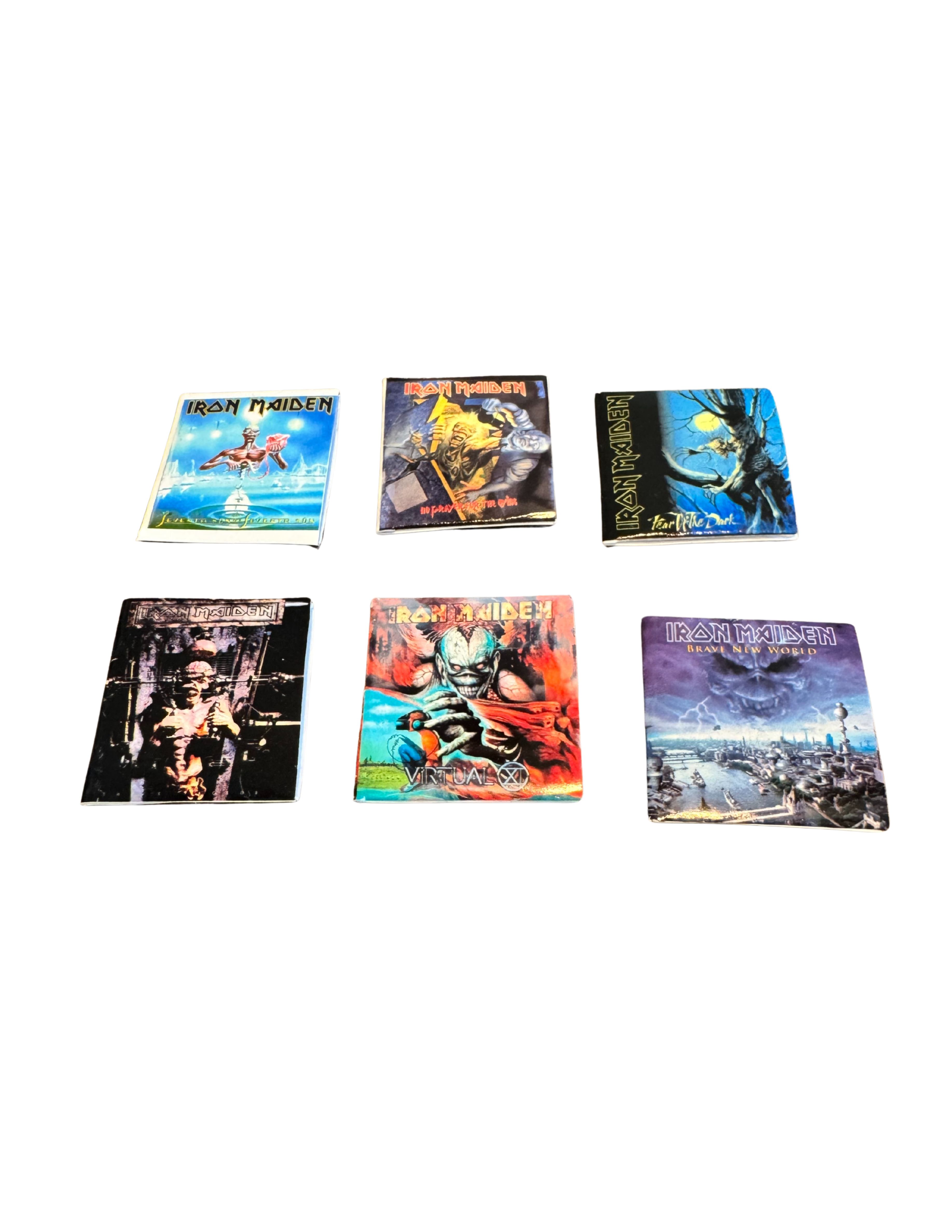 Miniature 1:12 Scale Iron Maiden Vinyl Album Covers + Mini Record Heavy Metal Miniature Iron Maiden Collectible Up The Irons Fan Gift