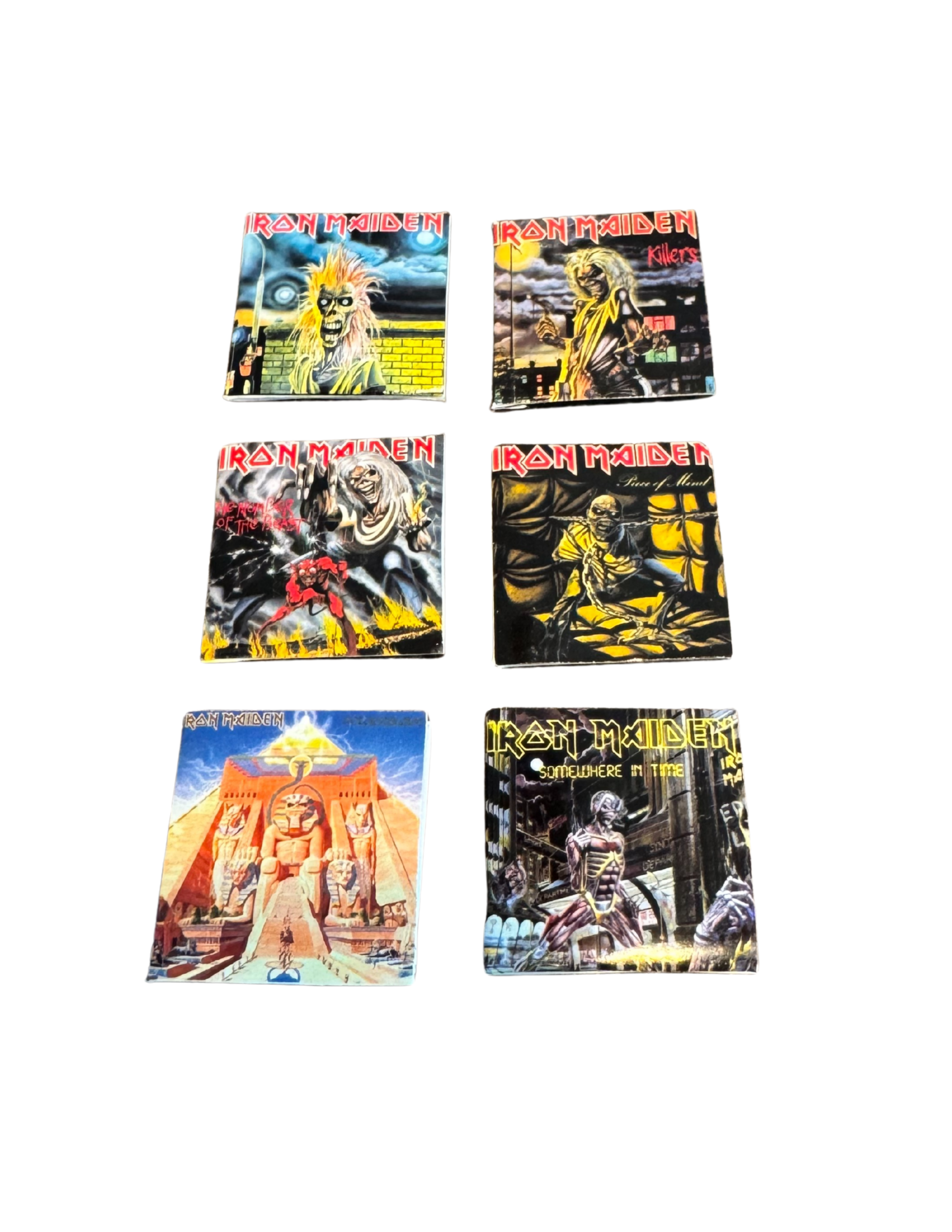 Miniature 1:12 Scale Iron Maiden Vinyl Album Covers + Mini Record Heavy Metal Miniature Iron Maiden Collectible Up The Irons Fan Gift
