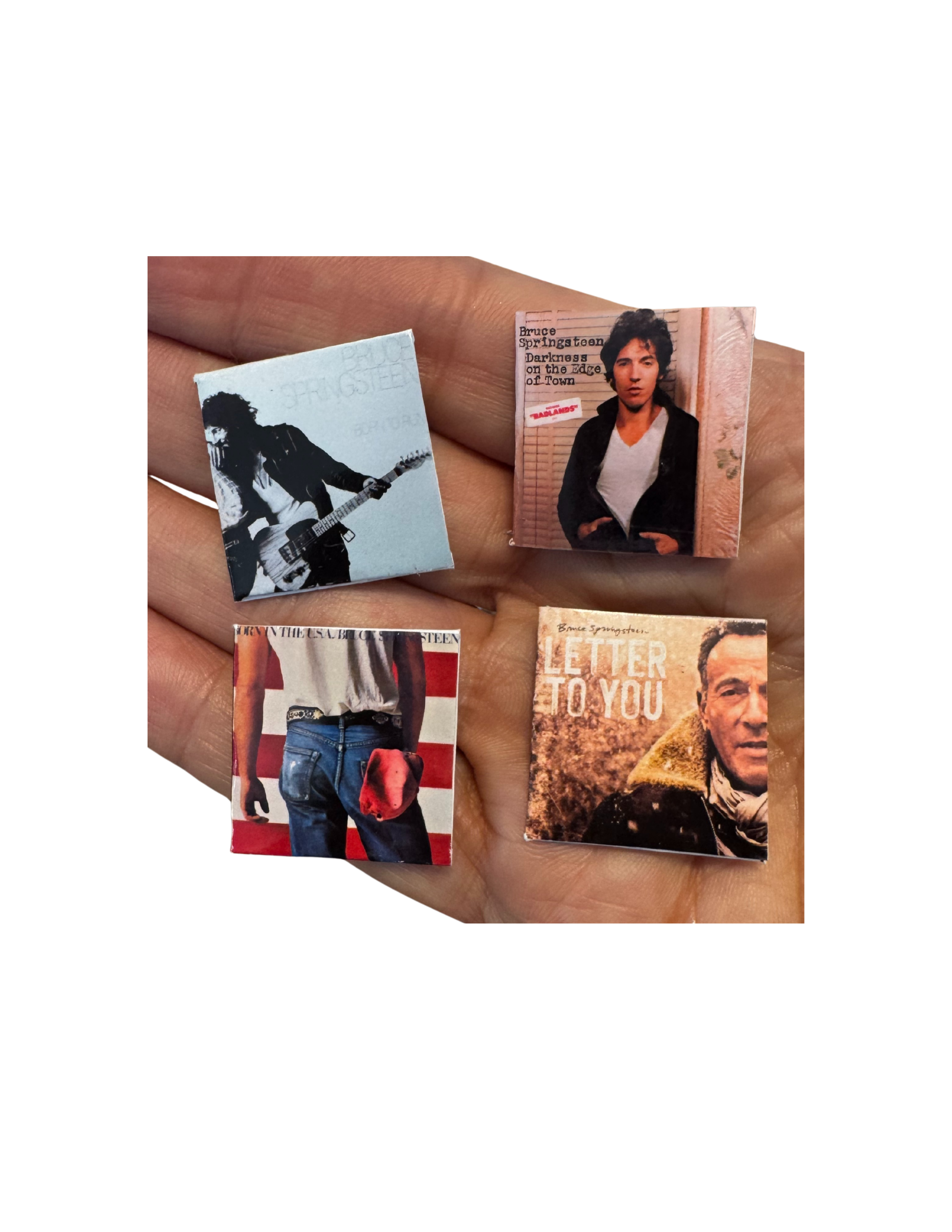 Miniature Bruce Vinyl Records | Dollhouse 1:12 Scale Music Collectible Springsteen Fan Unique Gift Mini Records All Titles