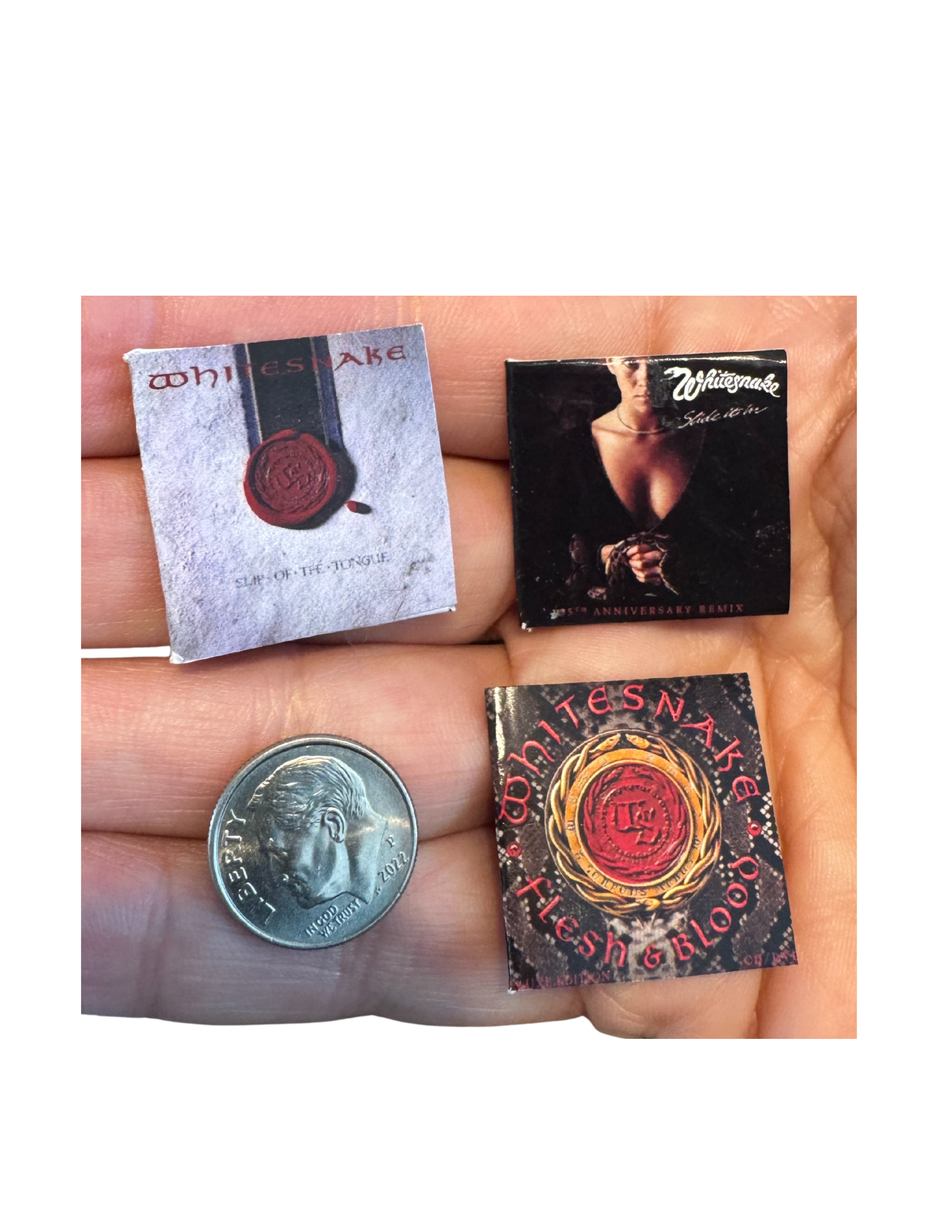 Miniature 1:12 Scale Whitesnake Vinyl Album Covers + Mini Record Rock Fan Collectible Whitesnake David Coverdale Miniature Record