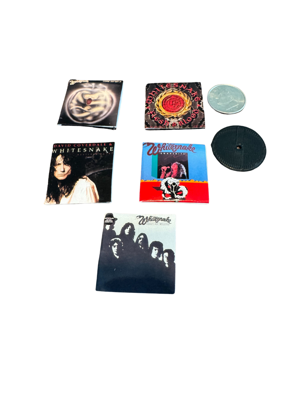 Miniature 1:12 Scale Whitesnake Vinyl Album Covers + Mini Record Rock Fan Collectible Whitesnake David Coverdale Miniature Record