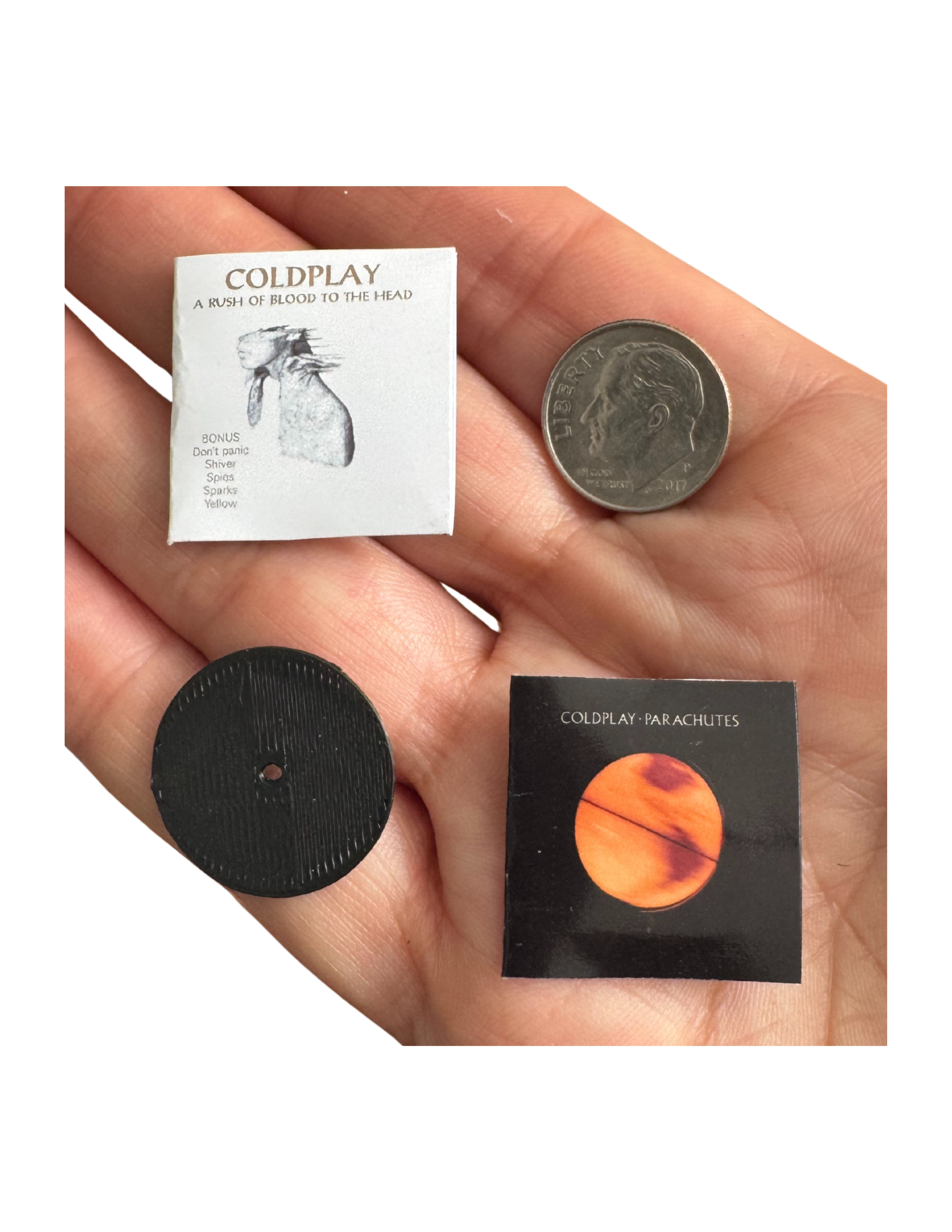 Miniature Coldplay Vinyl Records – 1:12 Scale Collectible Albums Dollhouse Mini Records Coldplay All Titles Unique Fan Gift