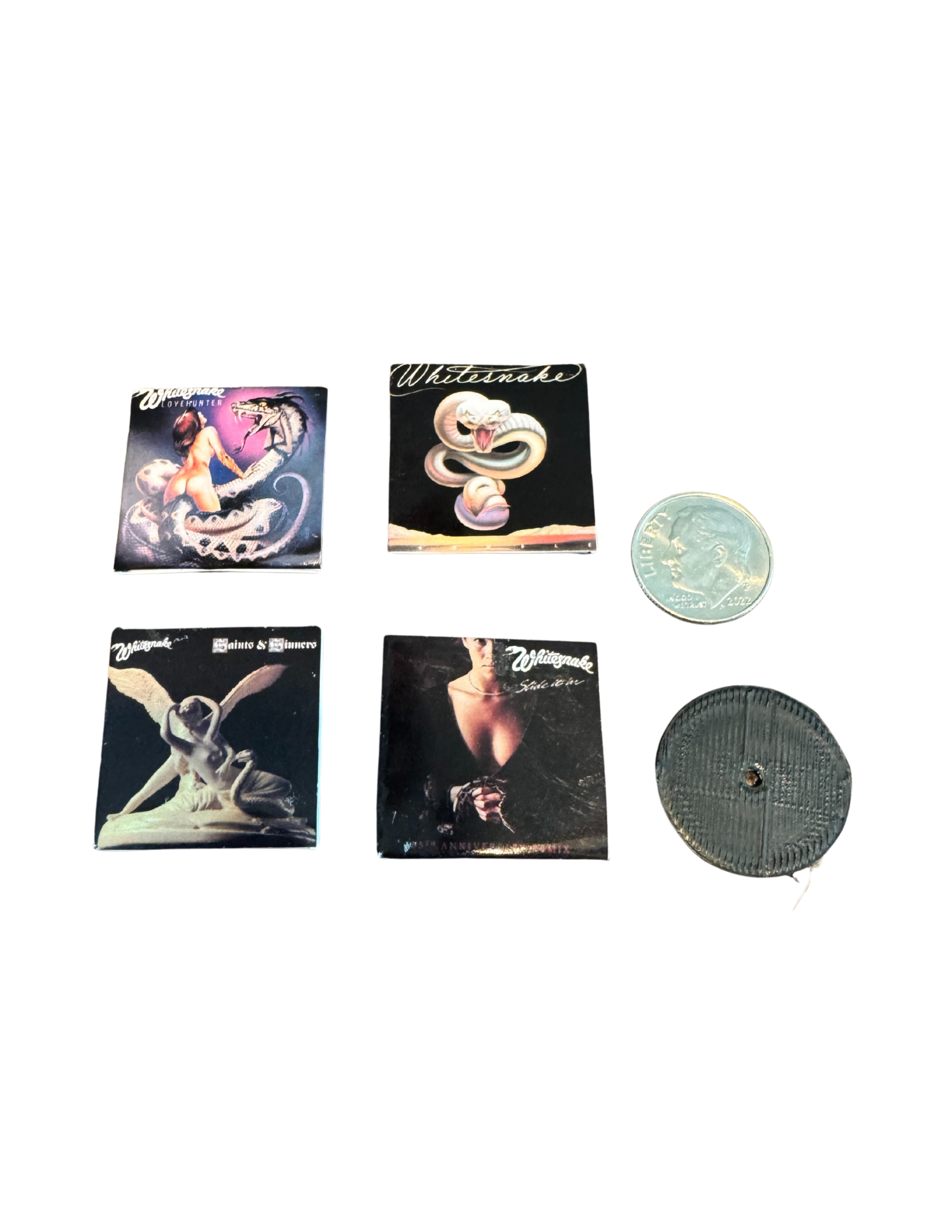 Miniature 1:12 Scale Whitesnake Vinyl Album Covers + Mini Record Rock Fan Collectible Whitesnake David Coverdale Miniature Record