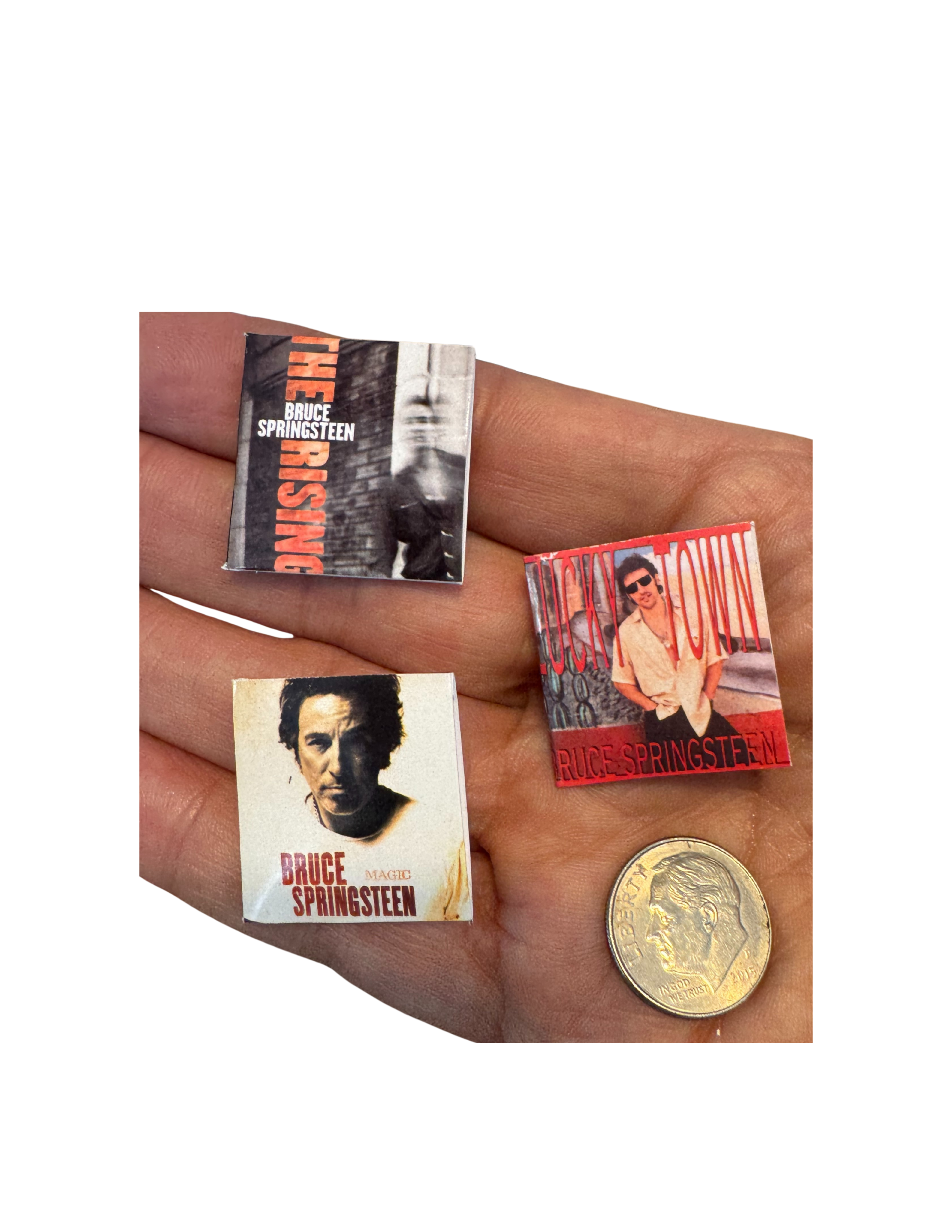Miniature Bruce Vinyl Records | Dollhouse 1:12 Scale Music Collectible Springsteen Fan Unique Gift Mini Records All Titles