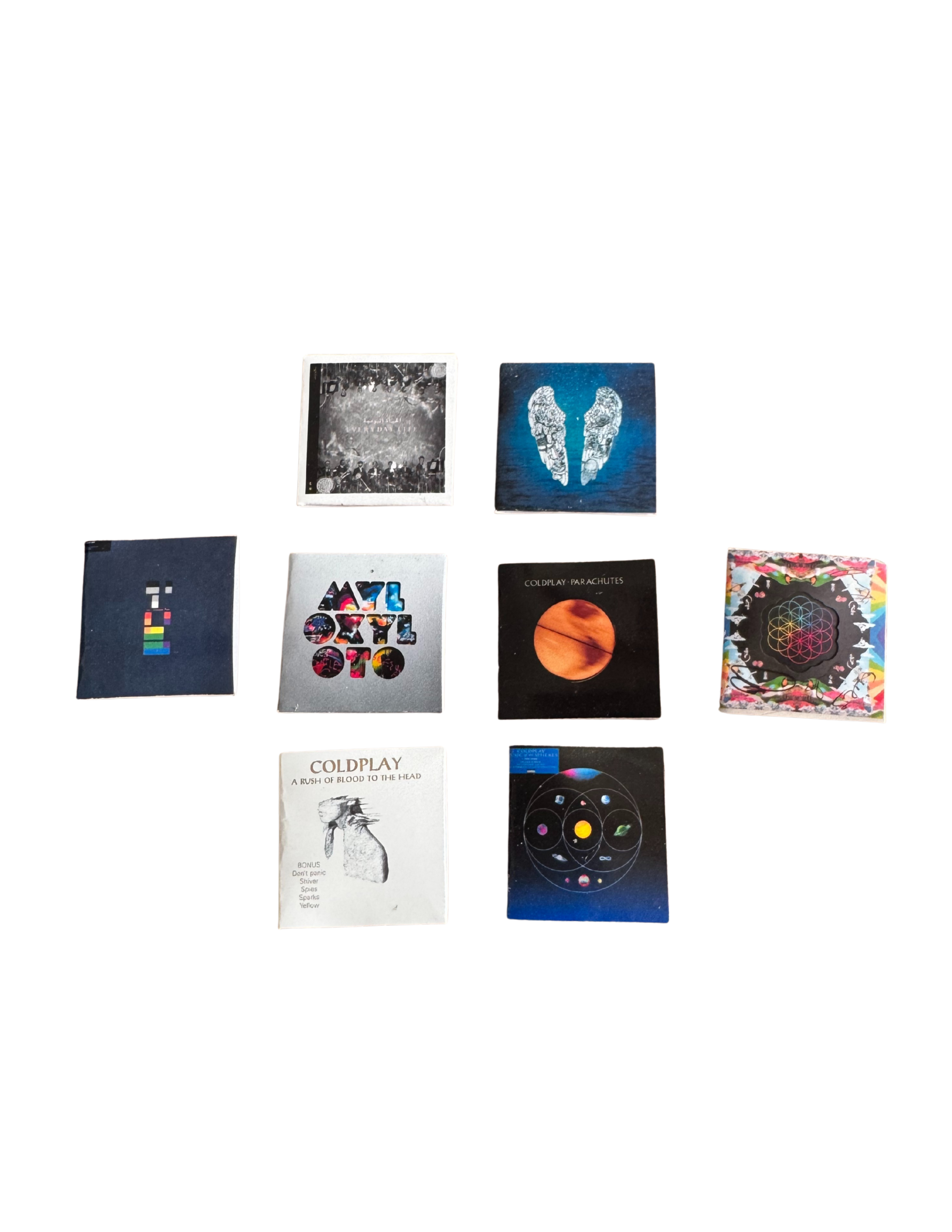 Miniature Coldplay Vinyl Records – 1:12 Scale Collectible Albums Dollhouse Mini Records Coldplay All Titles Unique Fan Gift