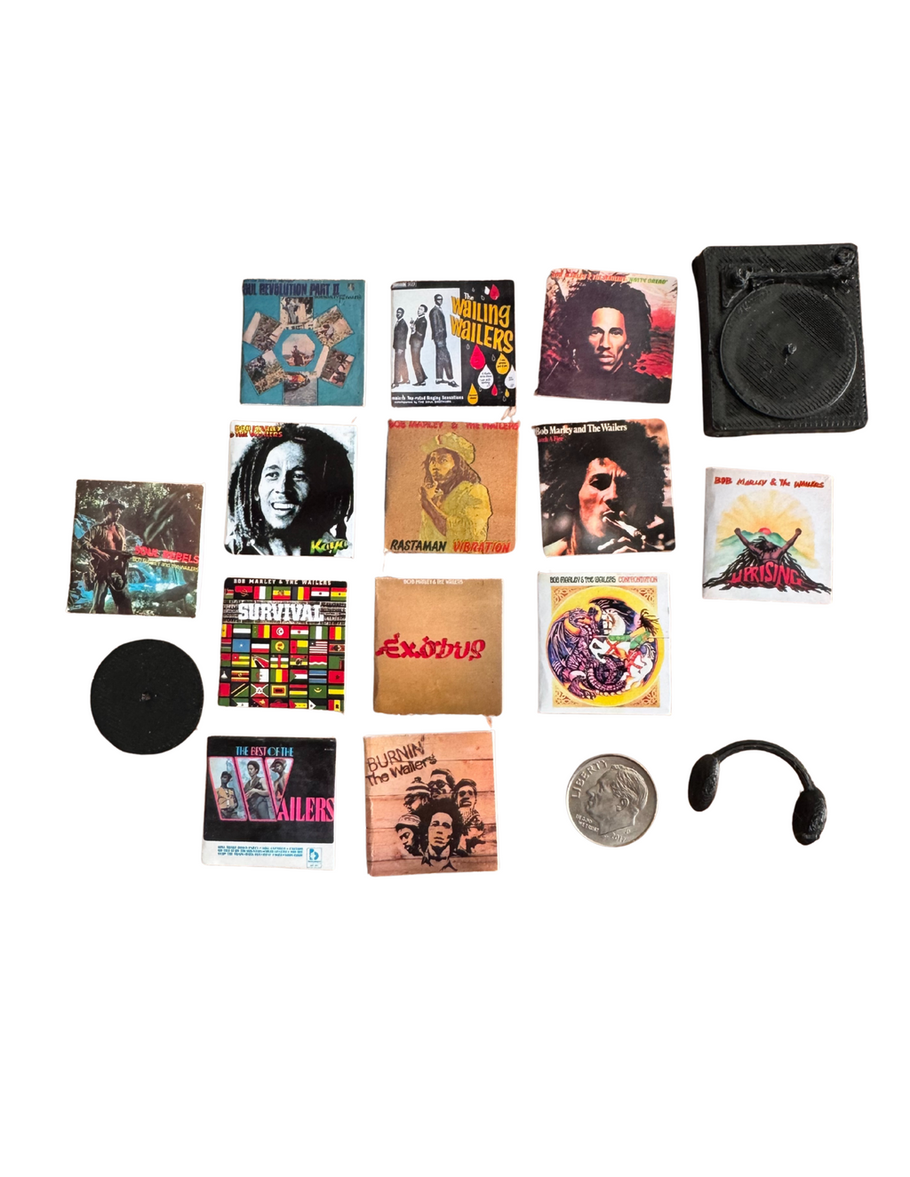 Miniature Bob Marley Vinyl Records Dollhouse 1:12 Scale Collectible Album Rasta Unique Gift Bob Marley Fan All Titles Available Mini Records