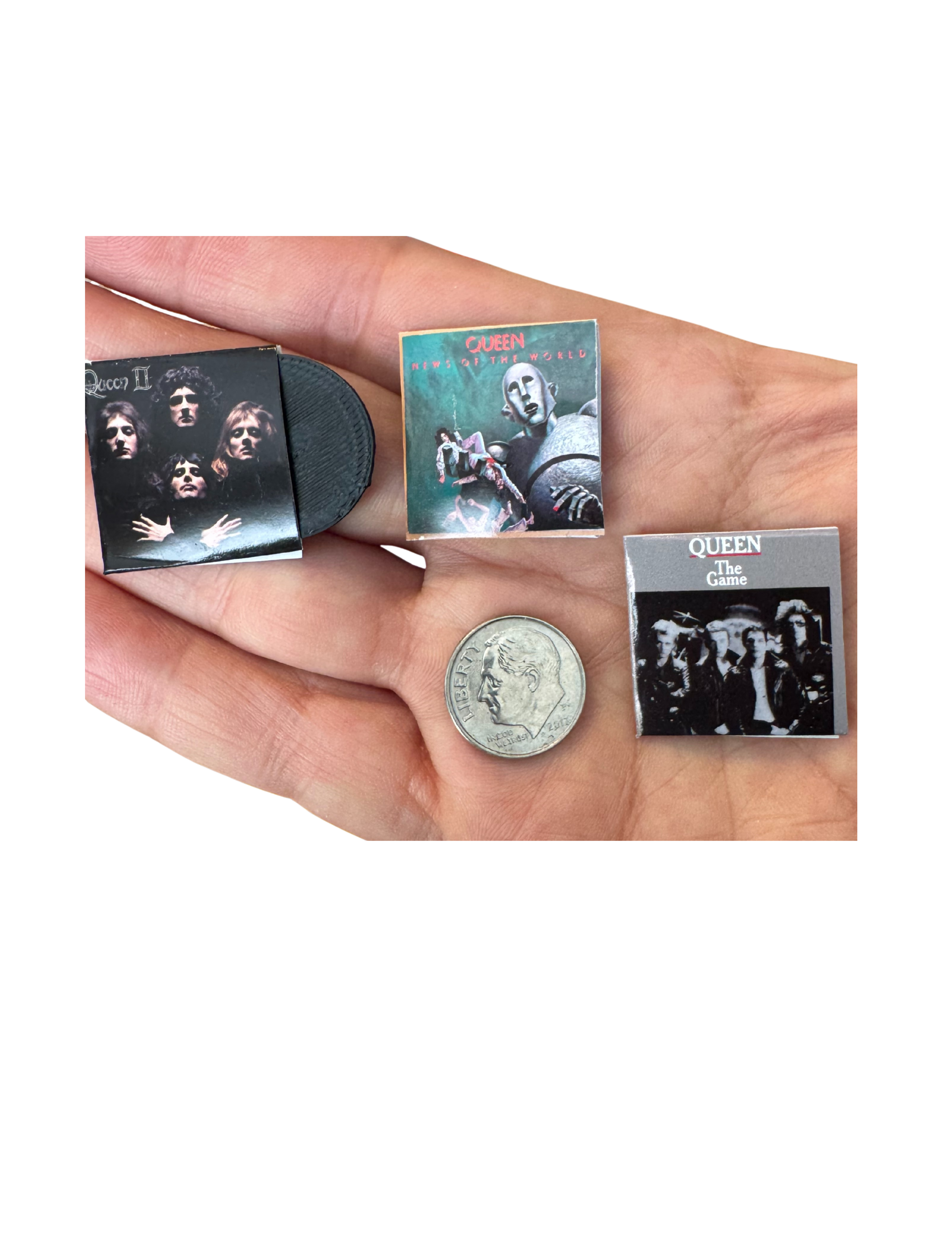 Miniature 1:12 Scale Queen Vinyl Album Covers + Mini Record