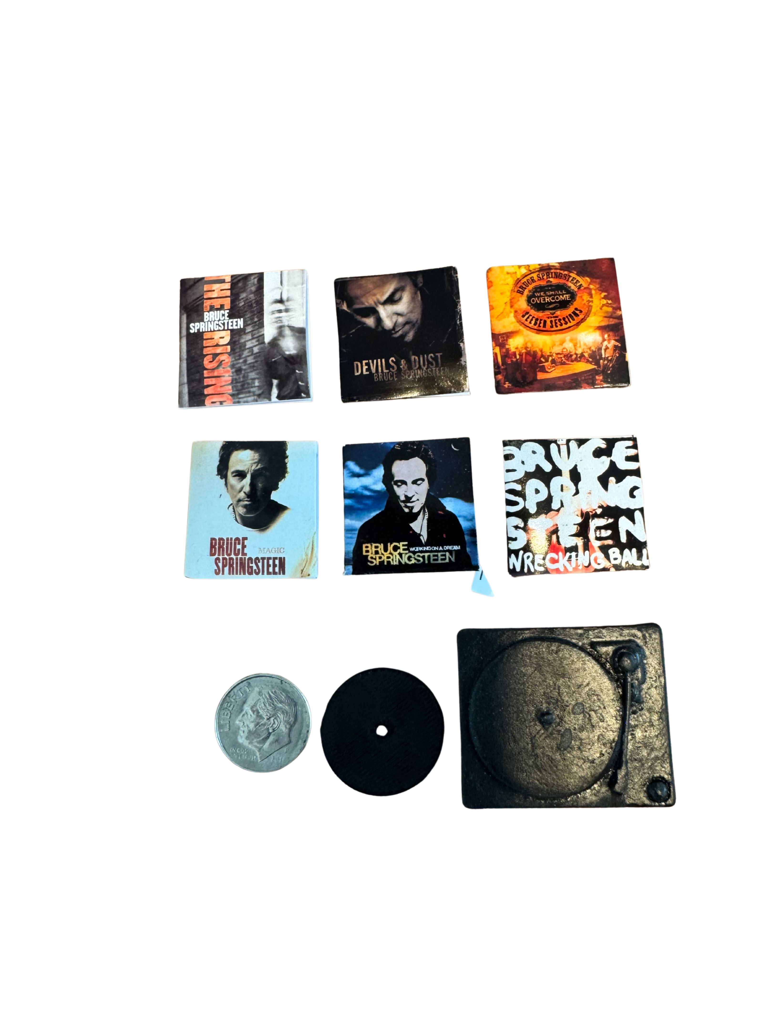 Miniature Bruce Vinyl Records | Dollhouse 1:12 Scale Music Collectible Springsteen Fan Unique Gift Mini Records All Titles