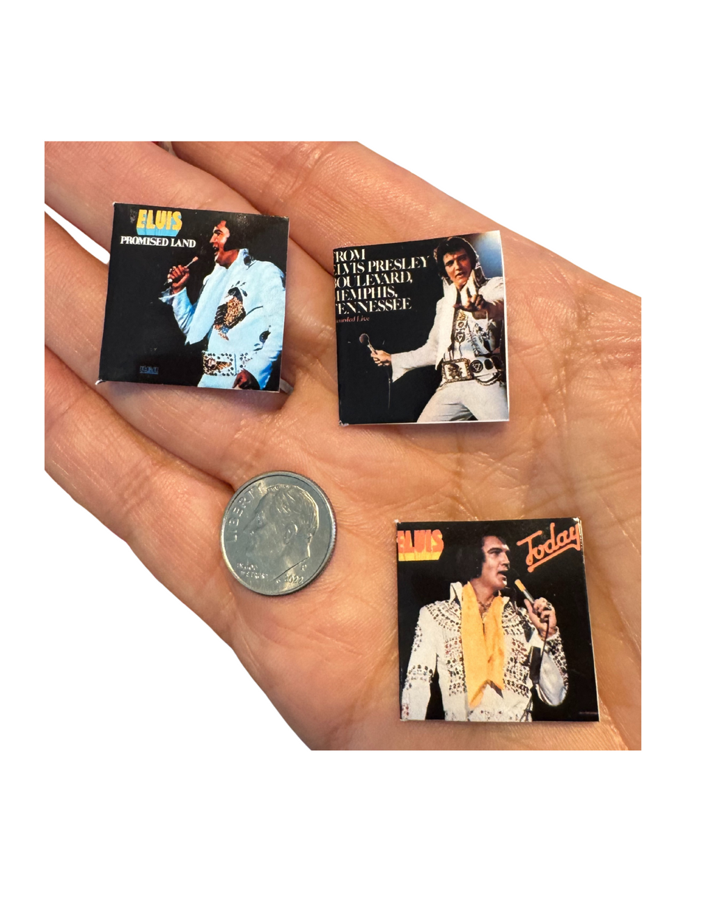 Miniature Elvis Presley Vinyl Records | 1:12 Scale | Includes 3D Printed Record | Dollhouse Rock ’n’ Roll Decor