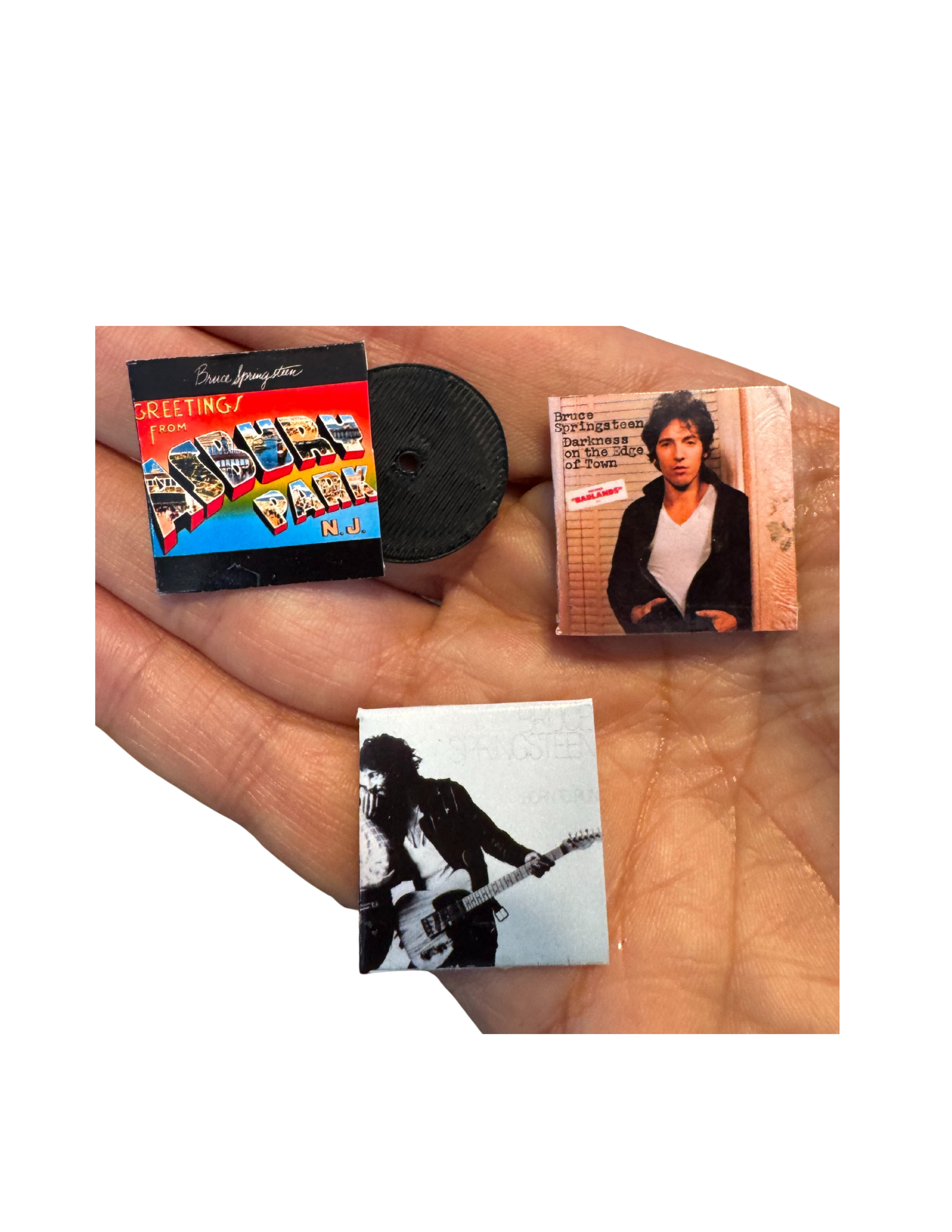Miniature Bruce Vinyl Records | Dollhouse 1:12 Scale Music Collectible Springsteen Fan Unique Gift Mini Records All Titles