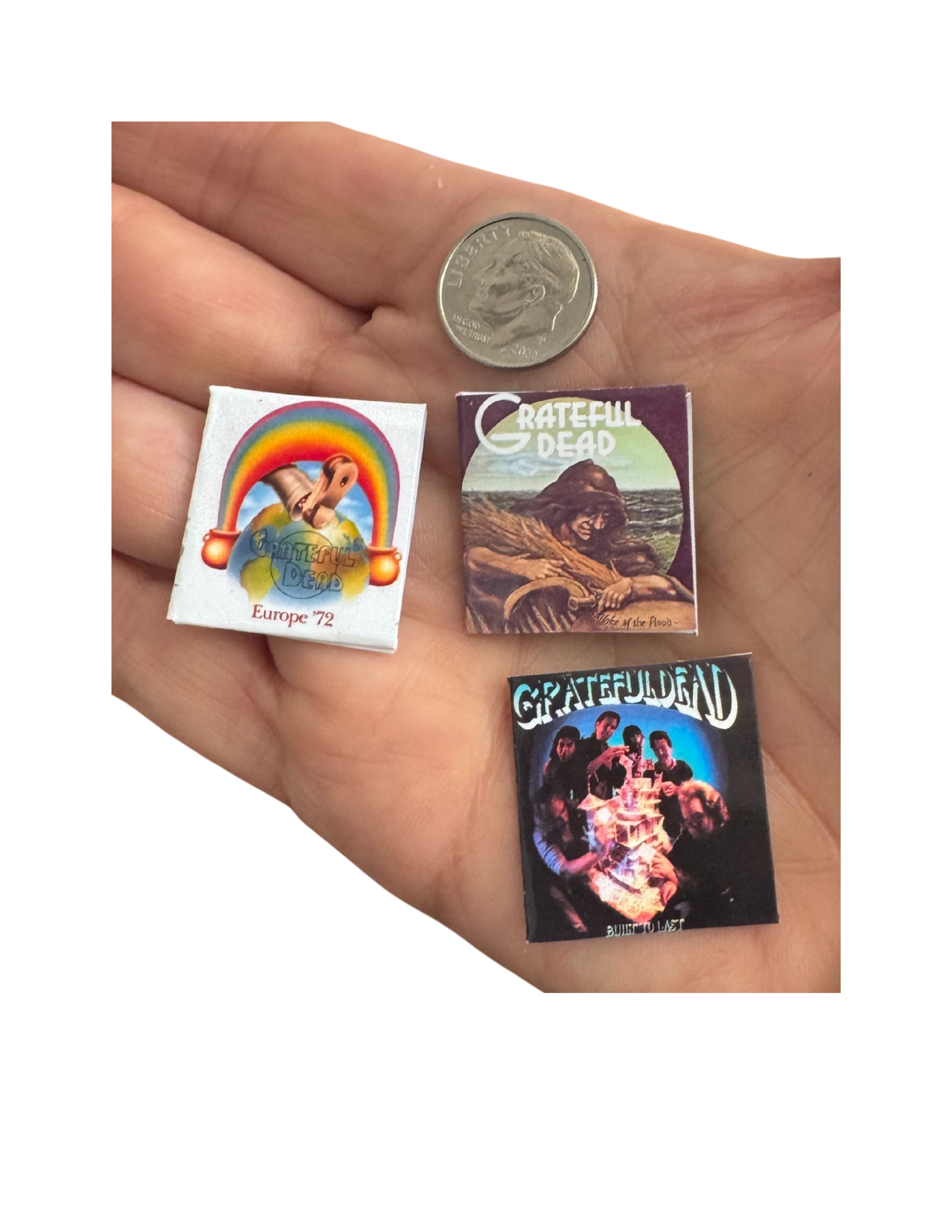 Miniature Grateful Dead Vinyl Records | 1:12 Scale | 3D Printed Record Inside | Dollhouse Music Decor for Deadheads Jerry Garcia Fans