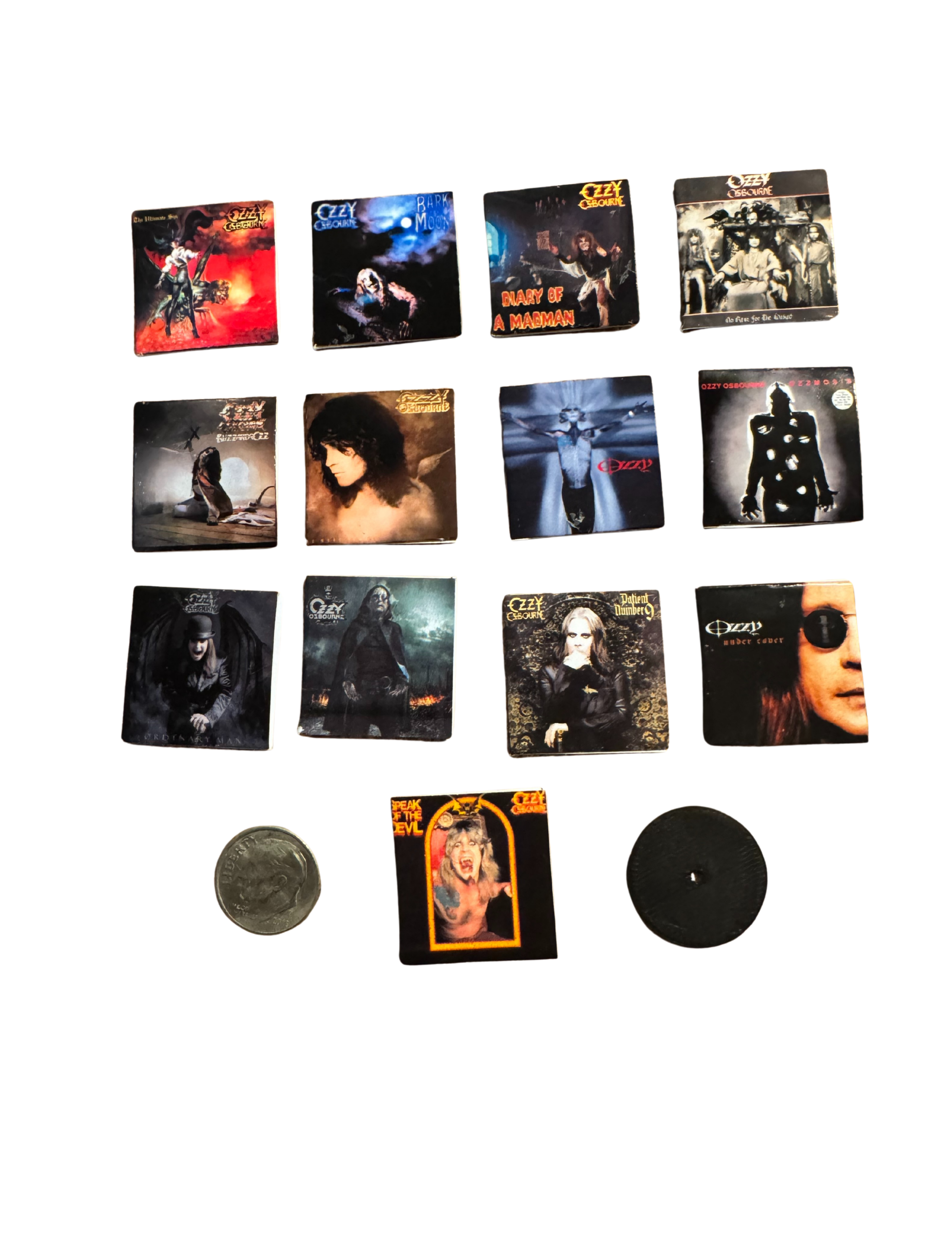 Miniature Ozzy Osbourne Vinyl Records 1:12 Scale Dollhouse Mini Ozzy Fan Gift Mini 3D Printed Record Glossy Album Cover All Titles Available