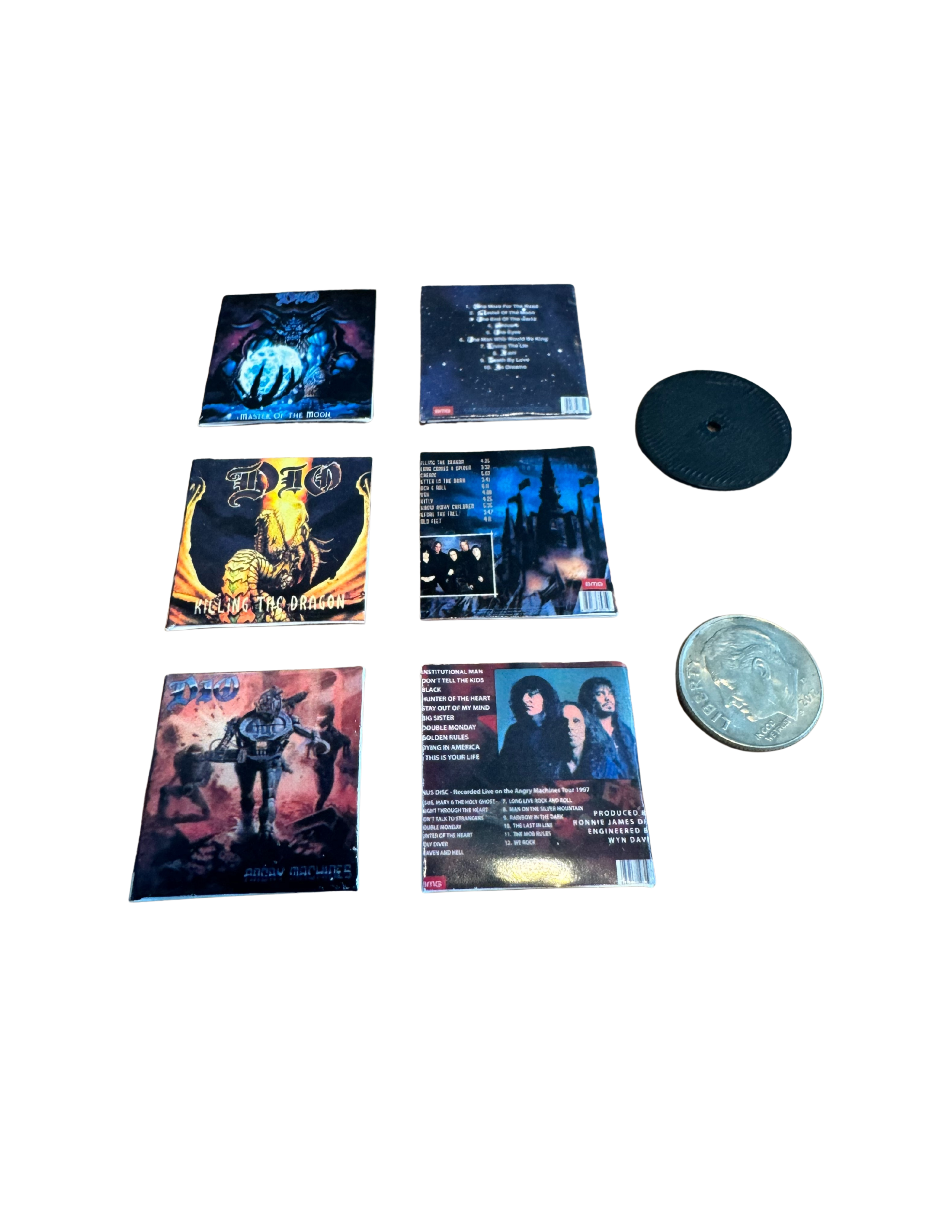 Miniature Dio Vinyl Records – 1:12 Scale | Handmade Mini Albums with 3D Printed Record | Add Turntable or Headphones