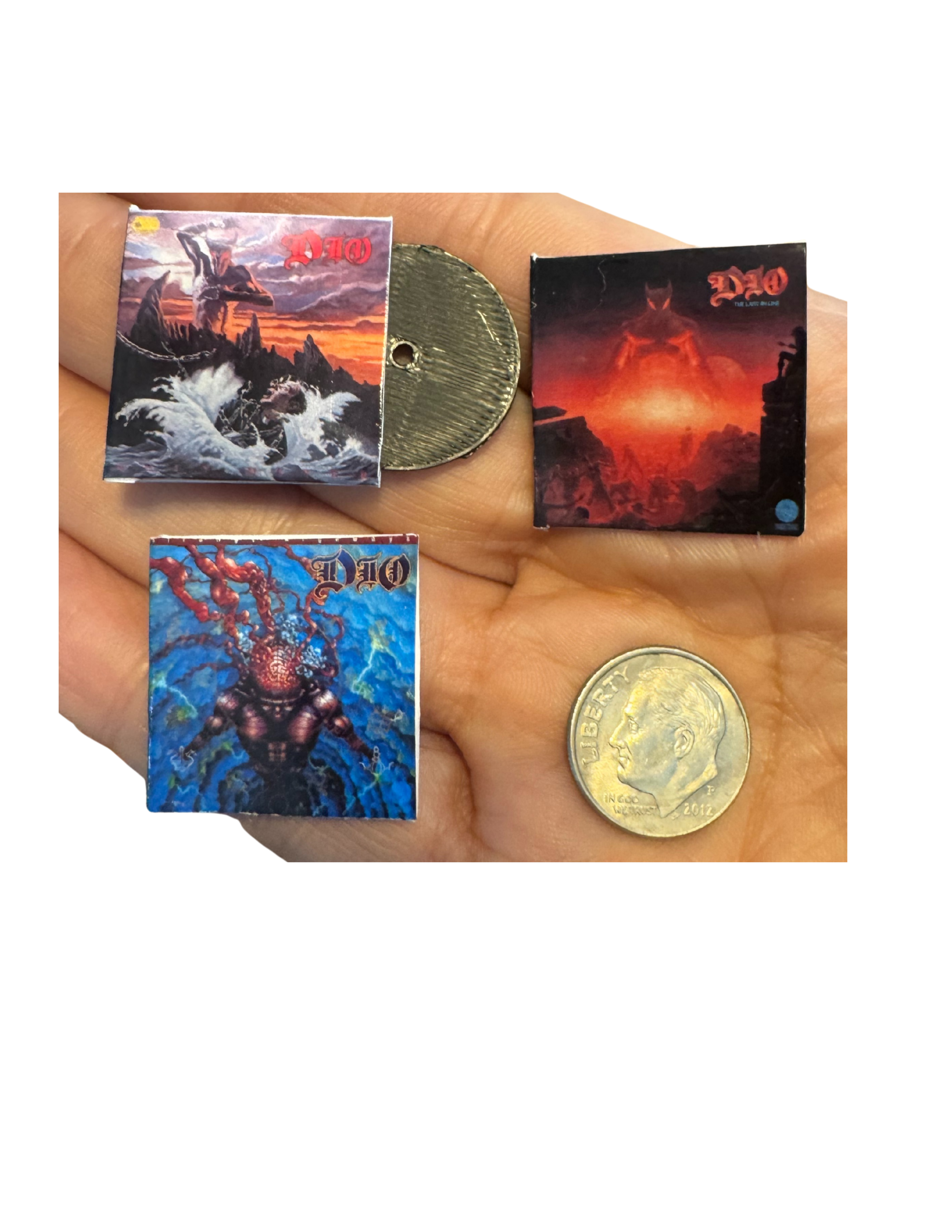 Miniature Dio Vinyl Records – 1:12 Scale | Handmade Mini Albums with 3D Printed Record | Add Turntable or Headphones