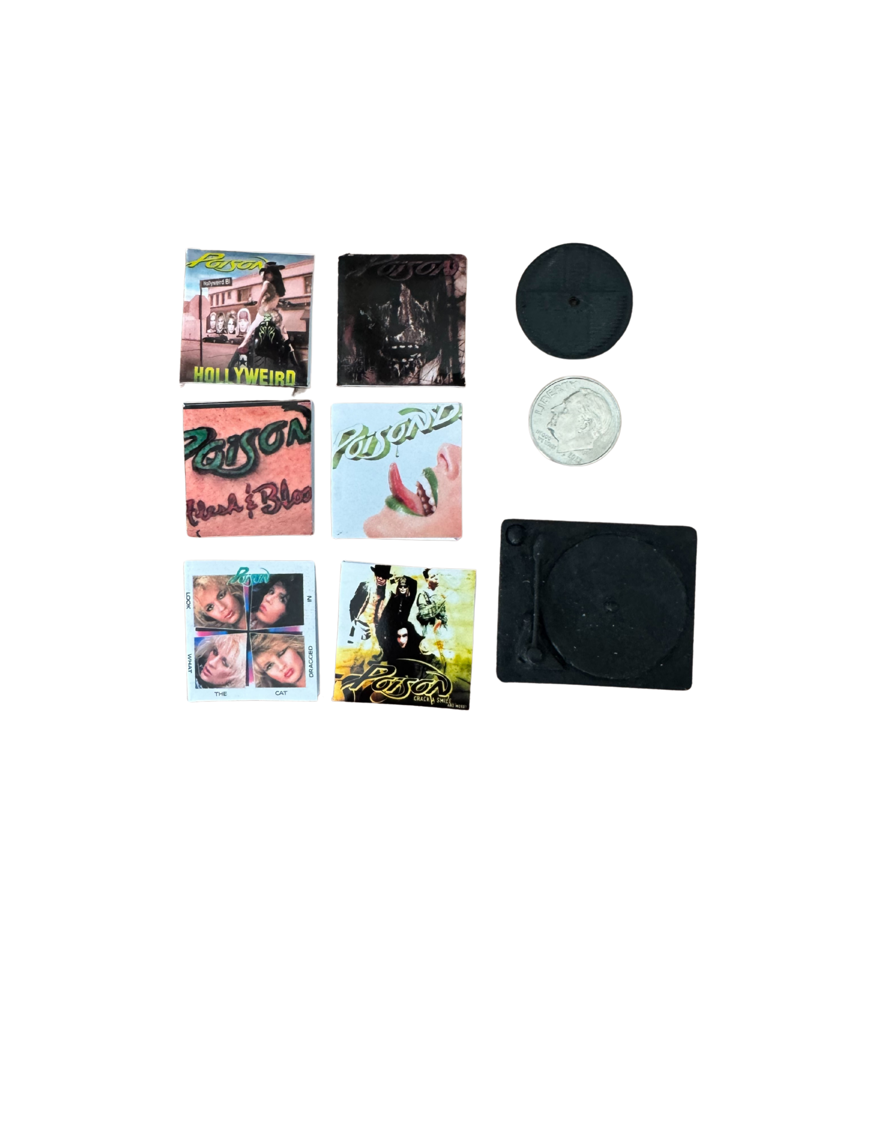 Miniature 1:12 Scale Poison Vinyl Album Covers + Mini Record
